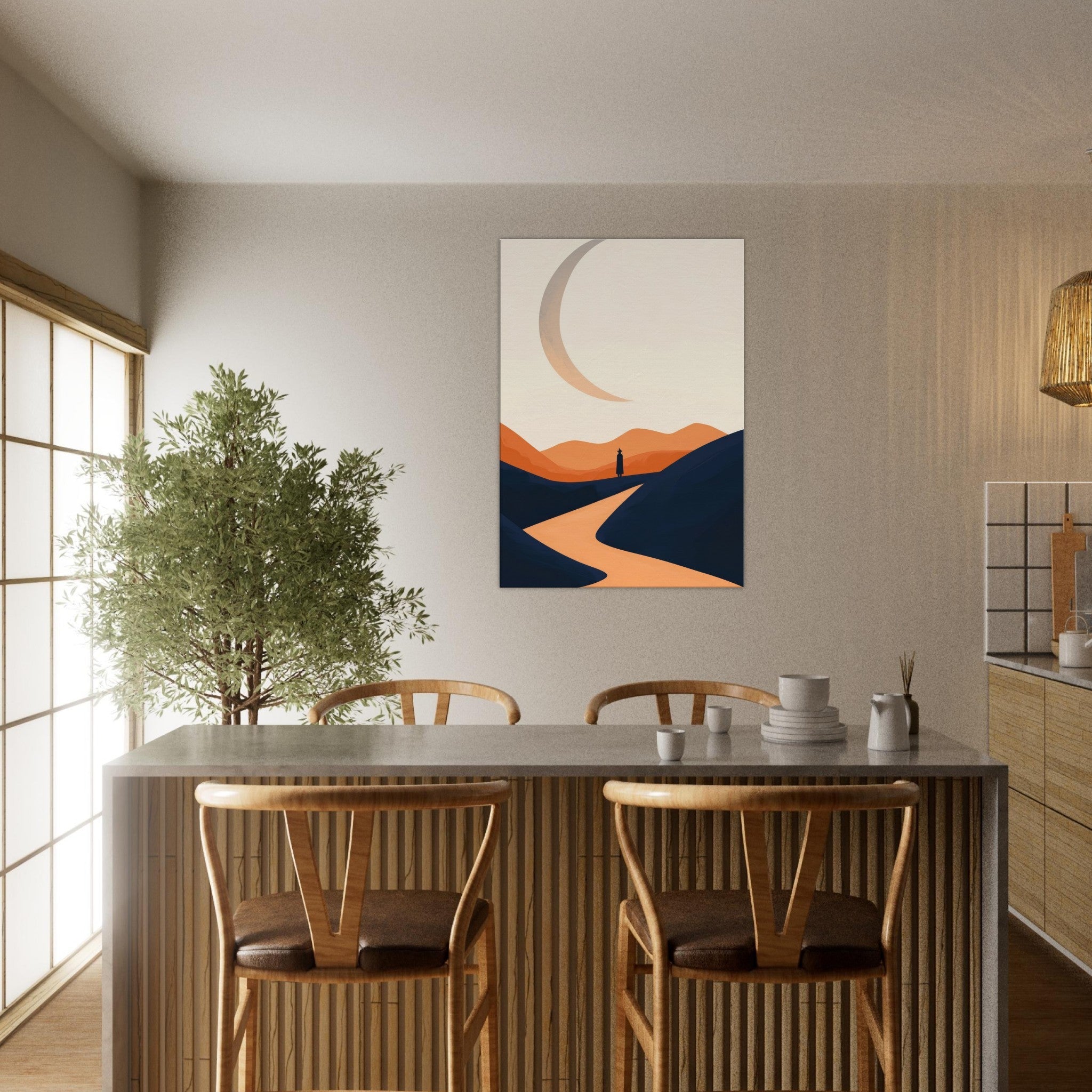 Canvas Portrait - Minimalist Magical Landscape A sleek minimalist 4 - Shop Ai Art WebShop - Digital Art online Store