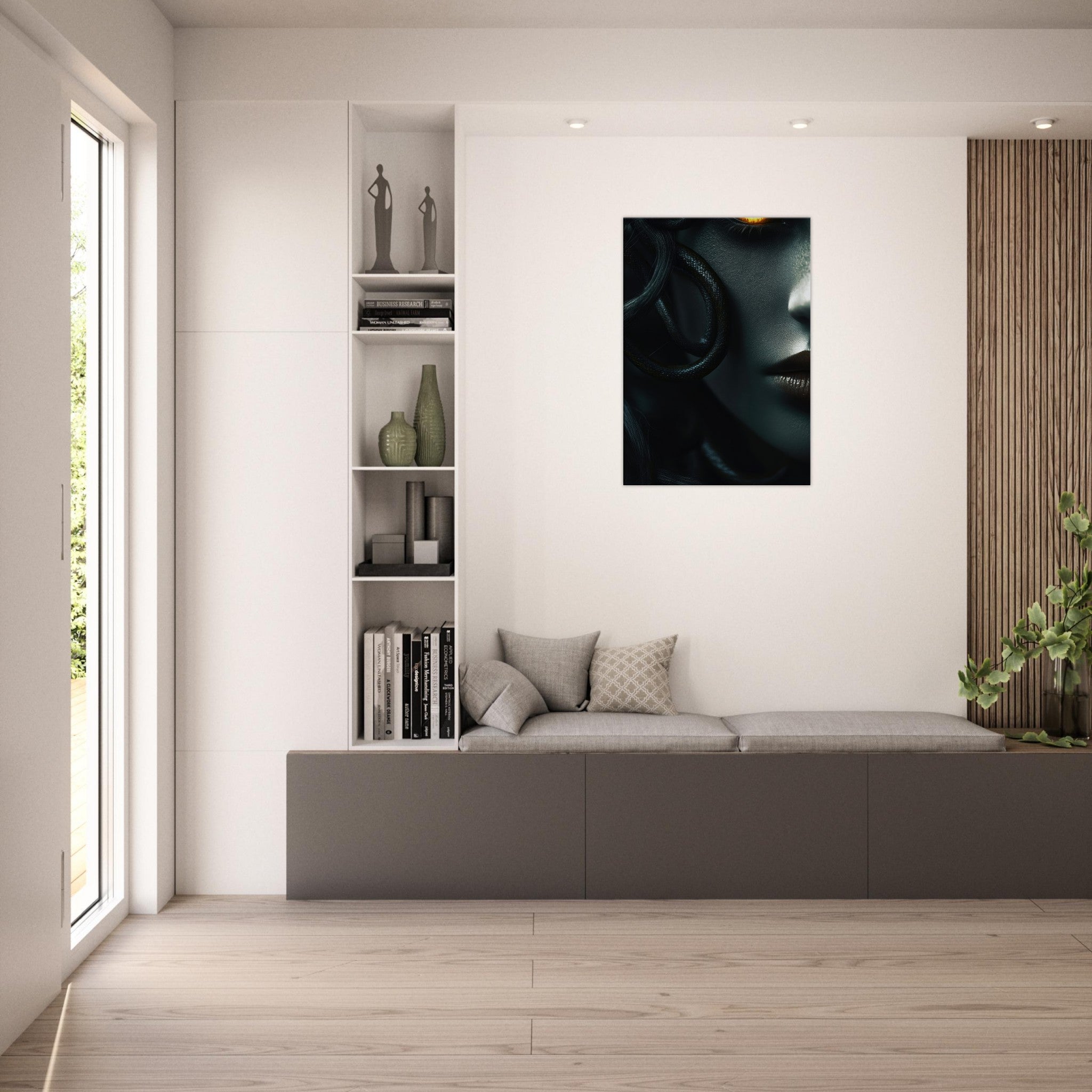 Canvas Portrait - Minimalist Medusas Gaze Minimalism Tight - Focus - Shop Ai Art WebShop - Digital Art online Store