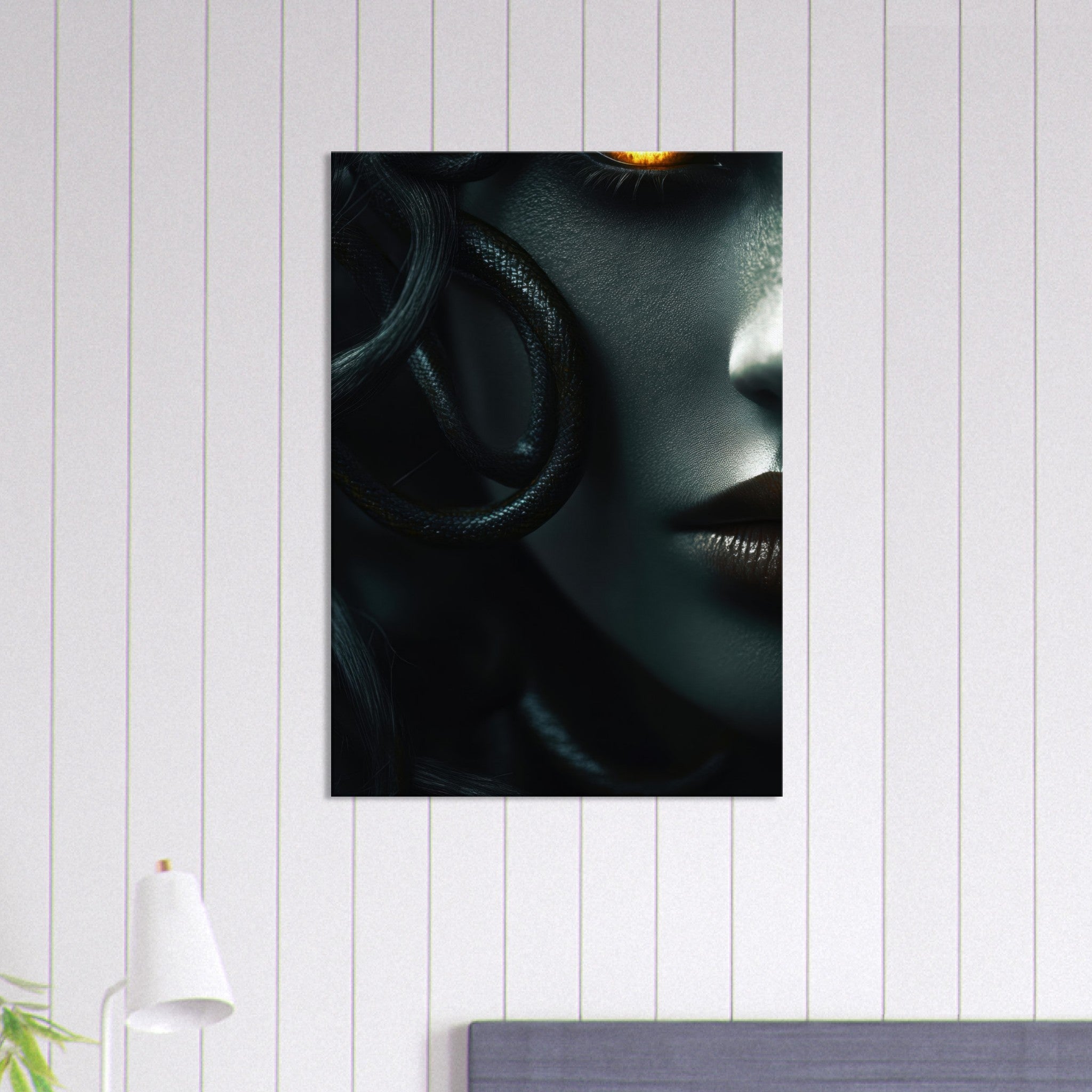 Canvas Portrait - Minimalist Medusas Gaze Minimalism Tight - Focus - Shop Ai Art WebShop - Digital Art online Store