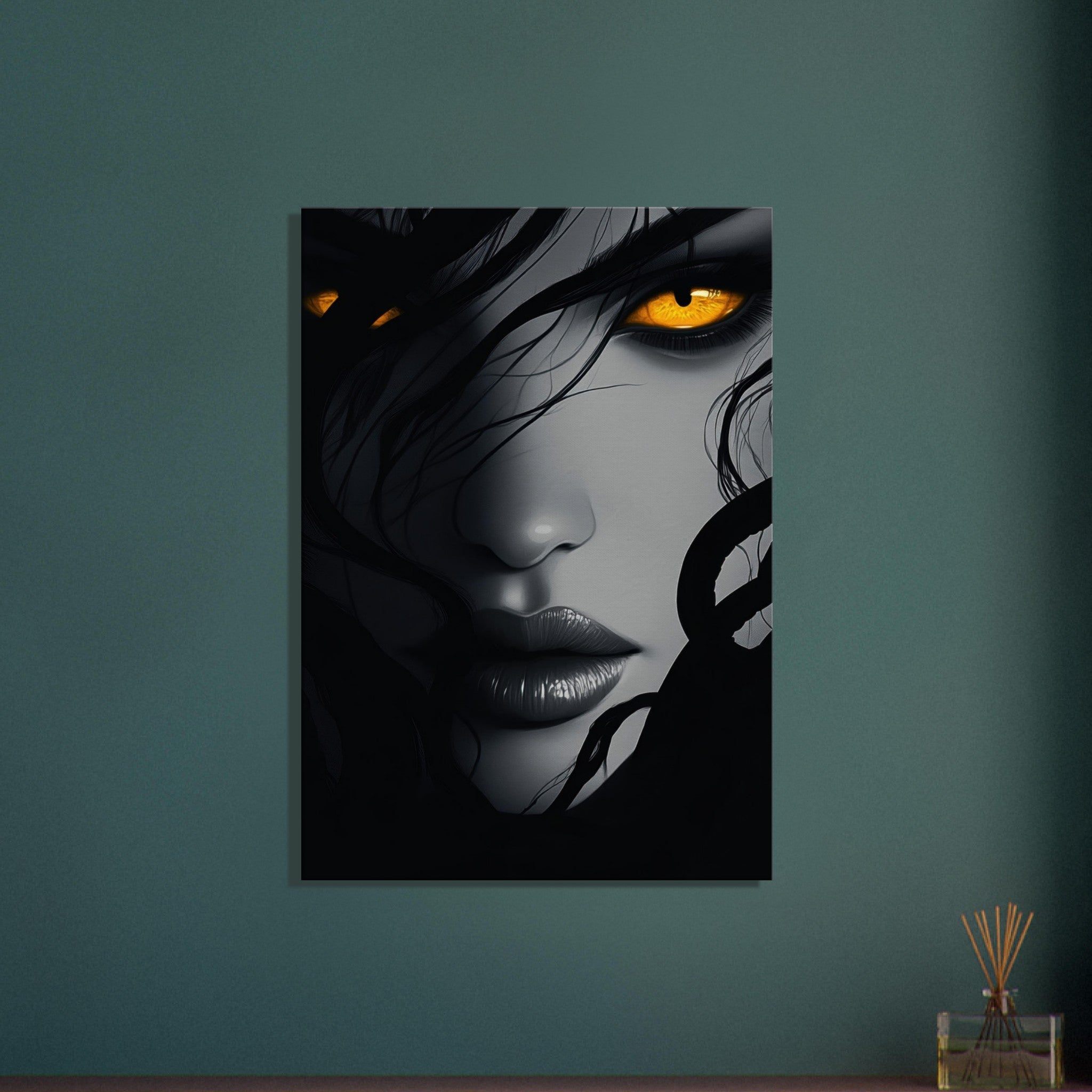 Canvas Portrait - Minimalist Medusas Gaze Minimalism Tight - Focus 2 - Shop Ai Art WebShop - Digital Art online Store