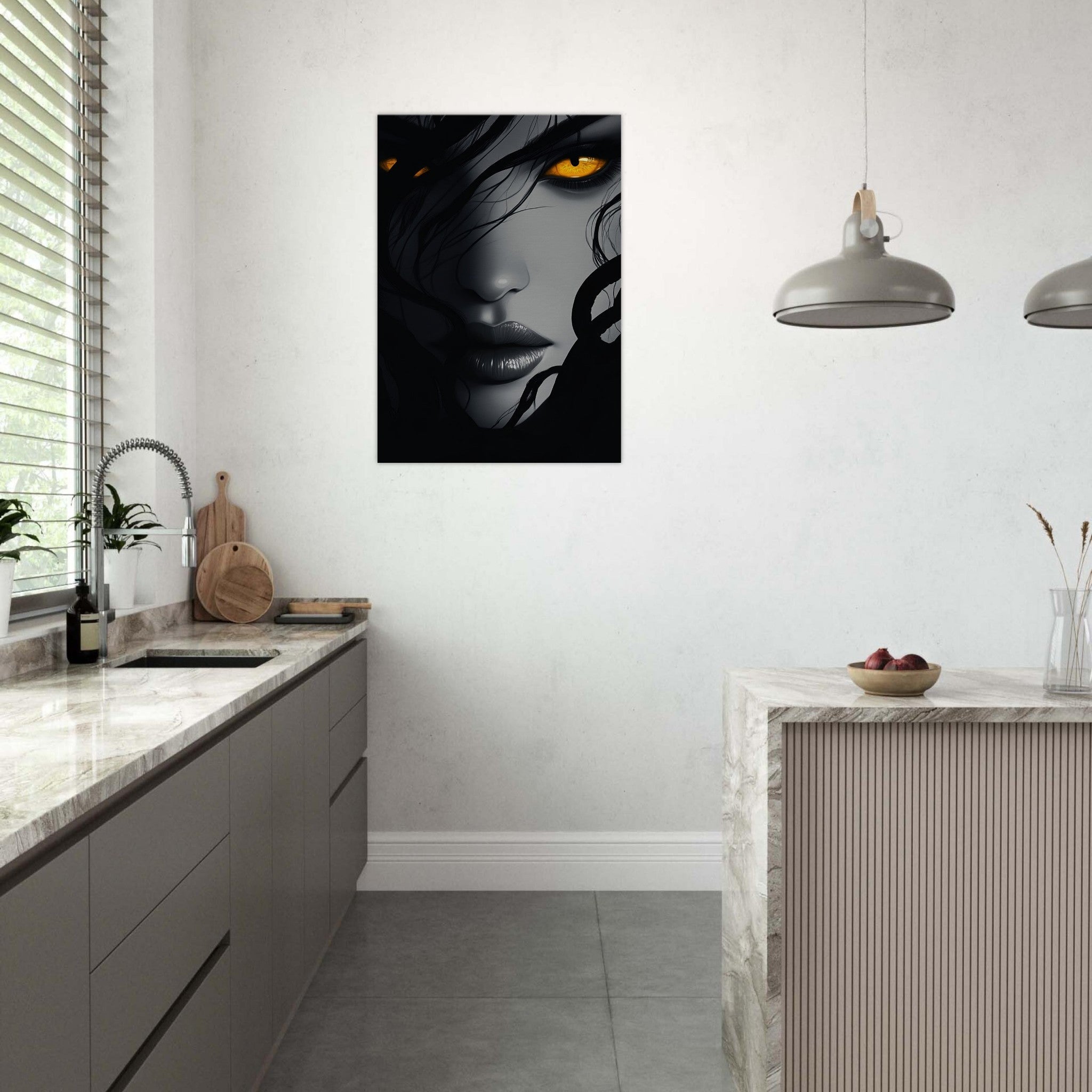 Canvas Portrait - Minimalist Medusas Gaze Minimalism Tight - Focus 2 - Shop Ai Art WebShop - Digital Art online Store