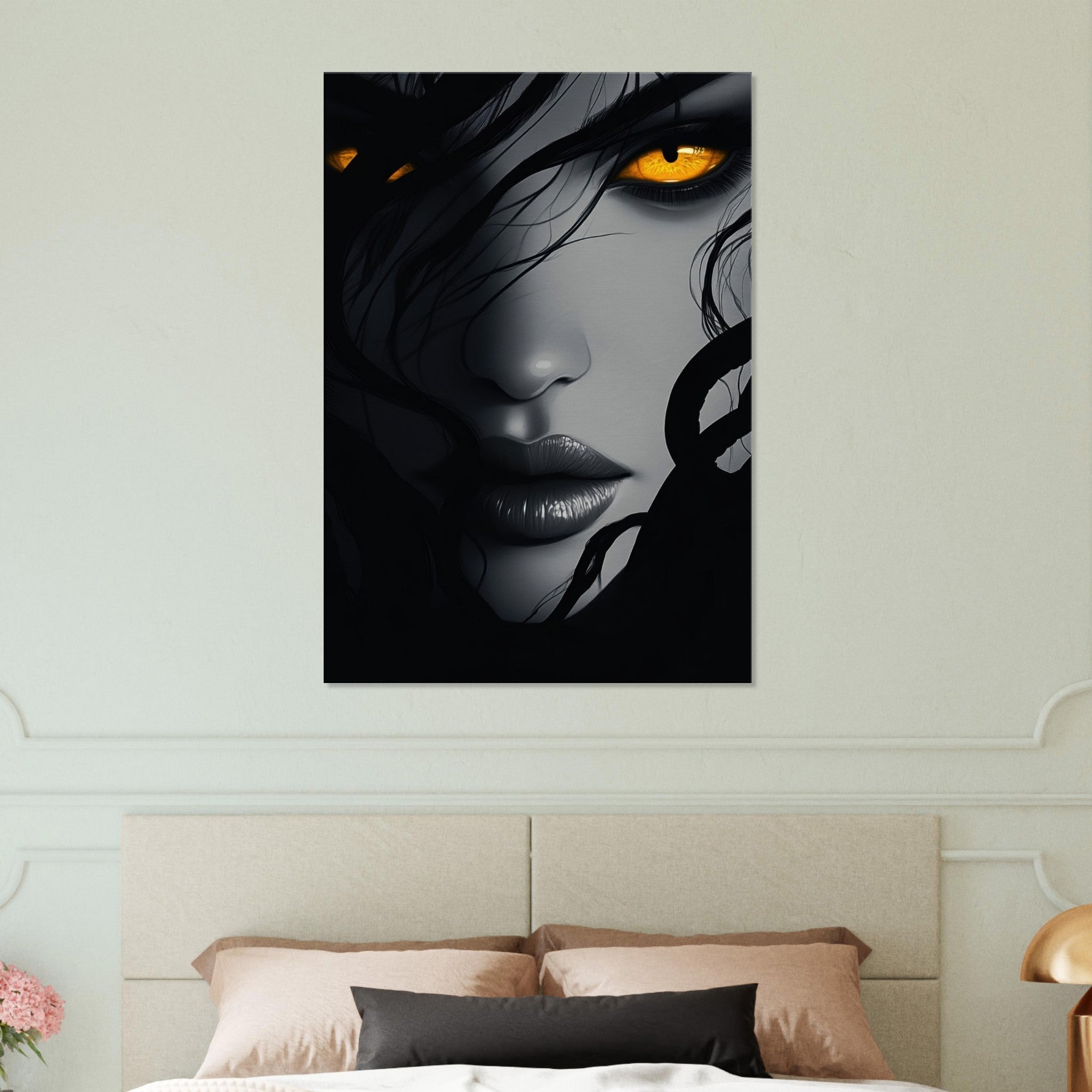 Canvas Portrait - Minimalist Medusas Gaze Minimalism Tight - Focus 2 - Shop Ai Art WebShop - Digital Art online Store