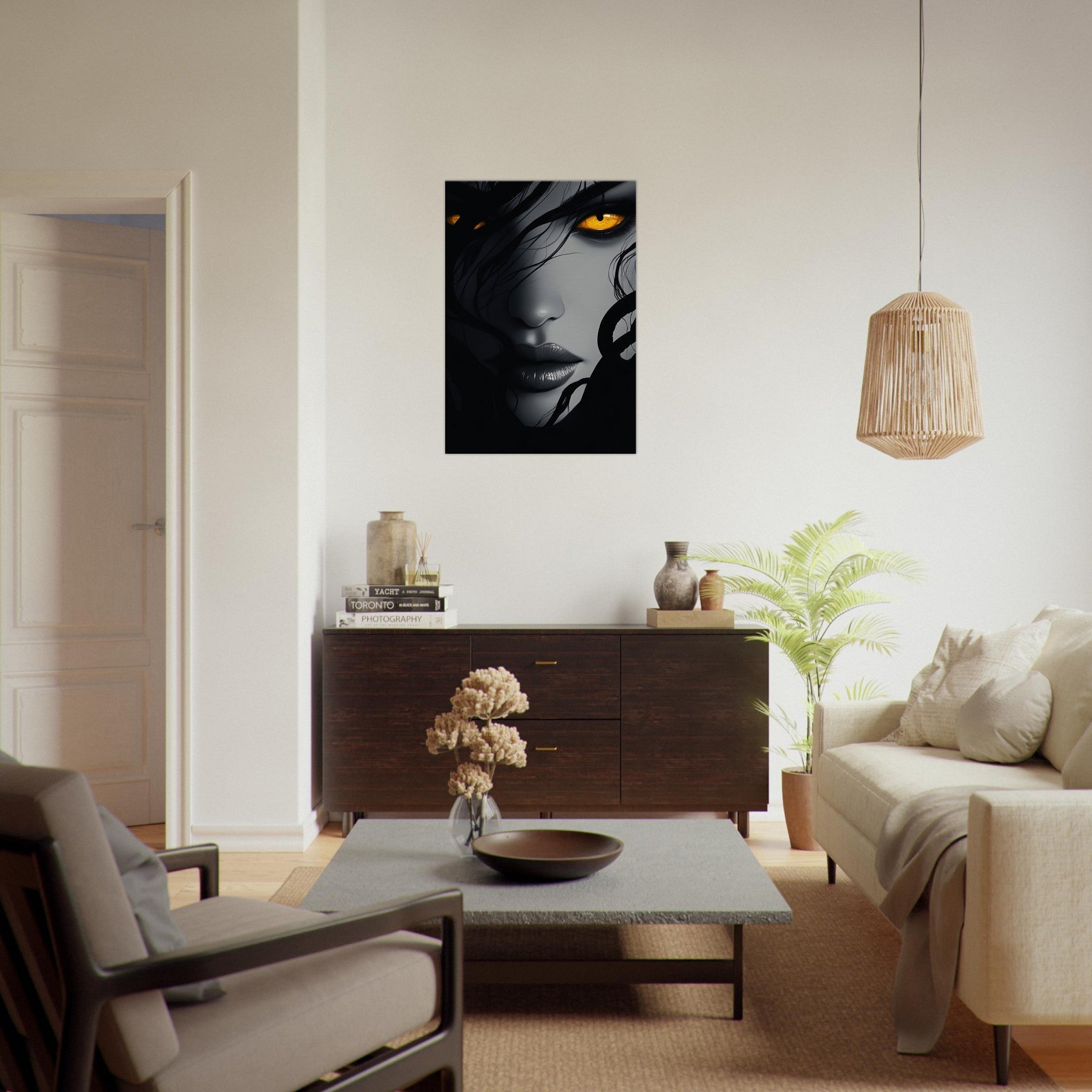 Canvas Portrait - Minimalist Medusas Gaze Minimalism Tight - Focus 2 - Shop Ai Art WebShop - Digital Art online Store