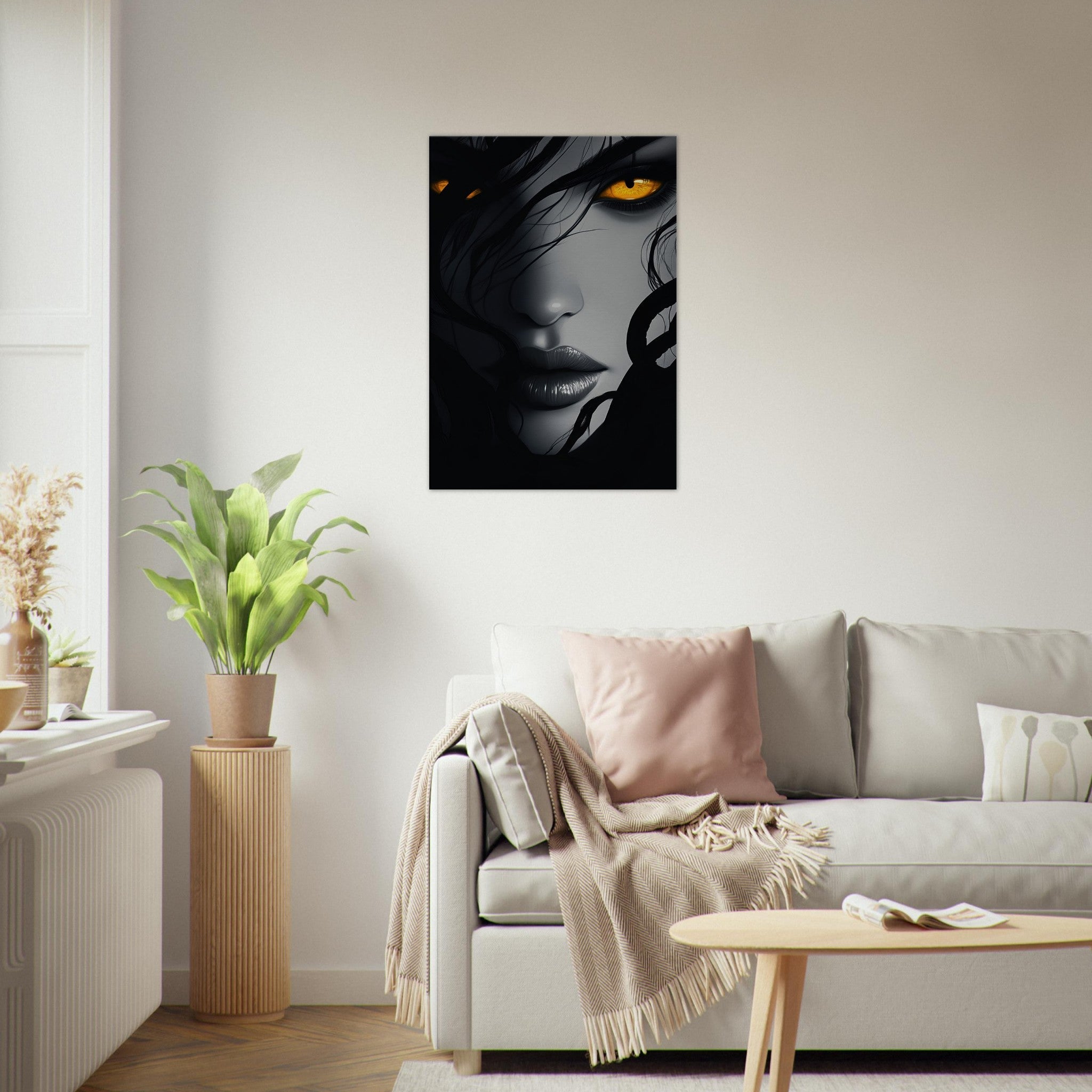 Canvas Portrait - Minimalist Medusas Gaze Minimalism Tight - Focus 2 - Shop Ai Art WebShop - Digital Art online Store