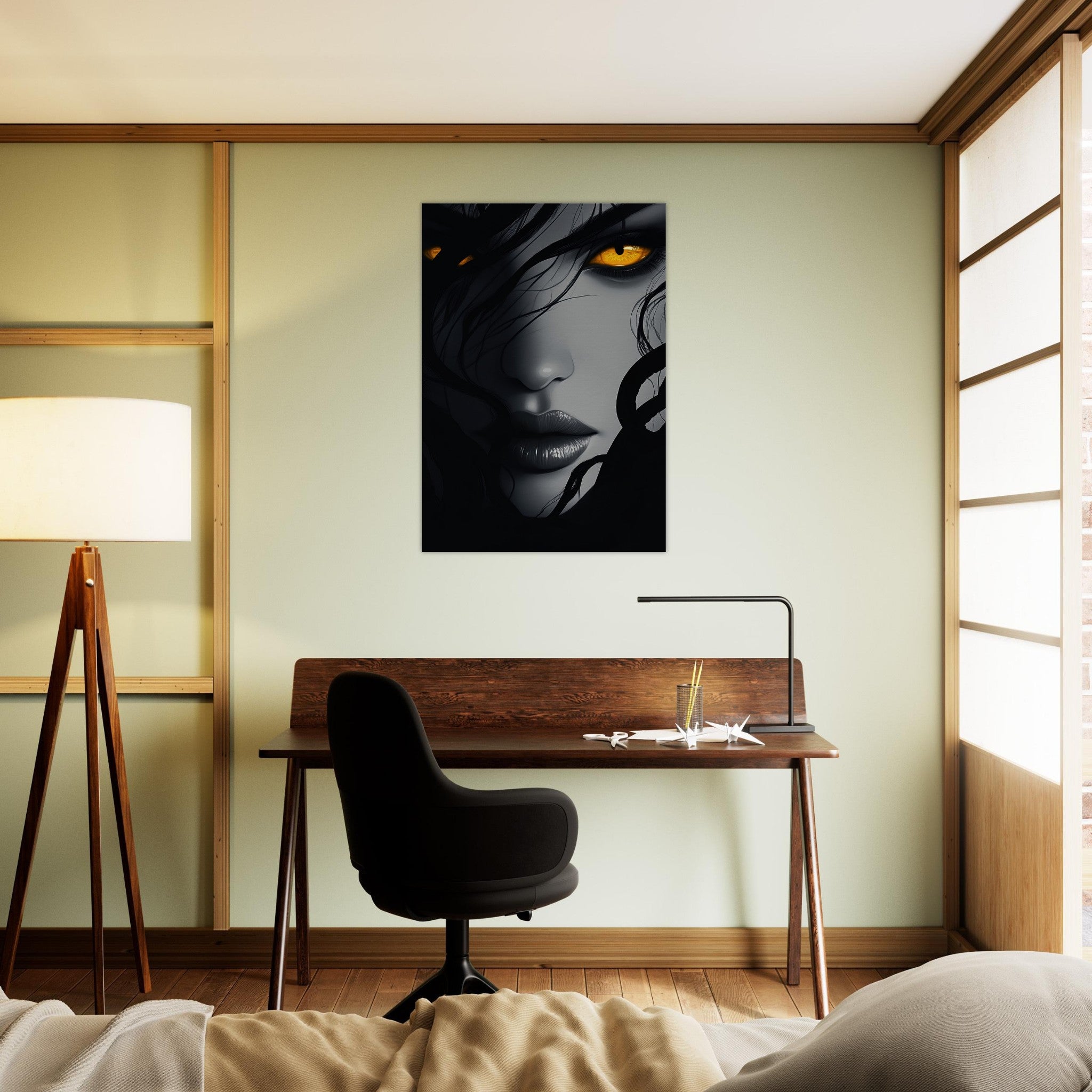 Canvas Portrait - Minimalist Medusas Gaze Minimalism Tight - Focus 2 - Shop Ai Art WebShop - Digital Art online Store