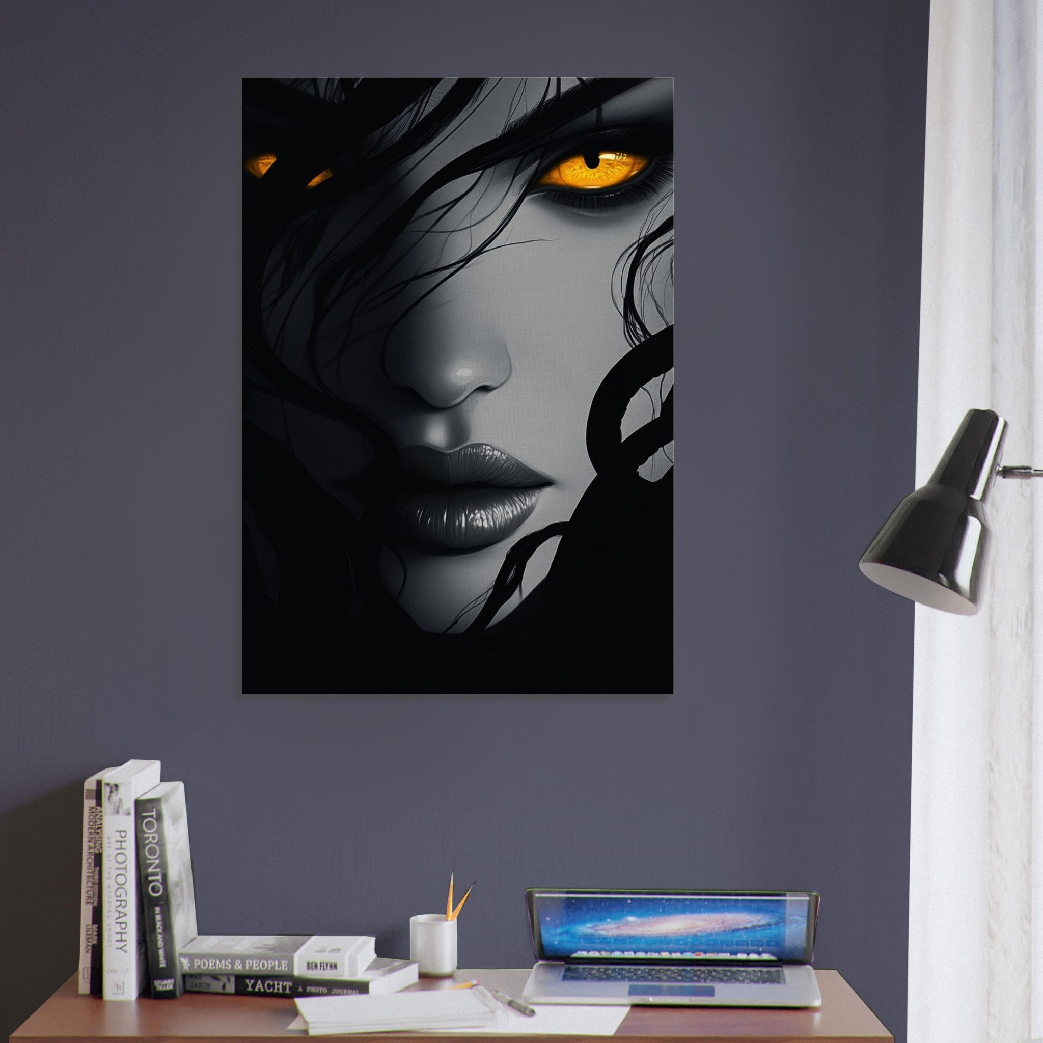 Canvas Portrait - Minimalist Medusas Gaze Minimalism Tight - Focus 2 - Shop Ai Art WebShop - Digital Art online Store