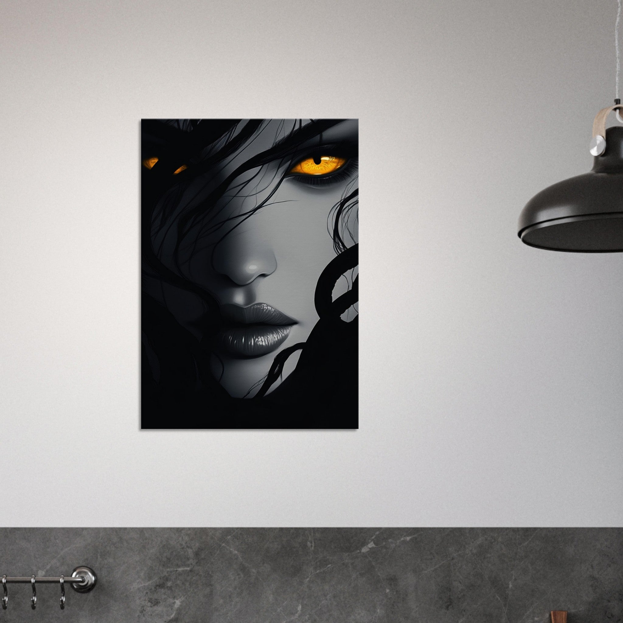 Canvas Portrait - Minimalist Medusas Gaze Minimalism Tight - Focus 2 - Shop Ai Art WebShop - Digital Art online Store