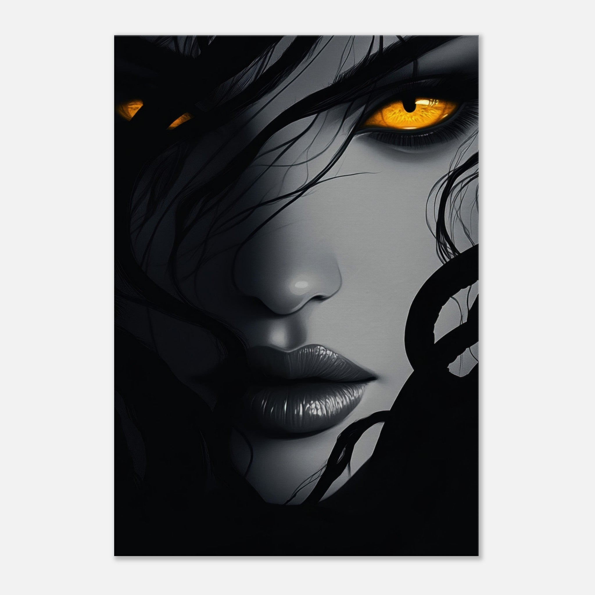 Canvas Portrait - Minimalist Medusas Gaze Minimalism Tight - Focus 2 - Shop Ai Art WebShop - Digital Art online Store