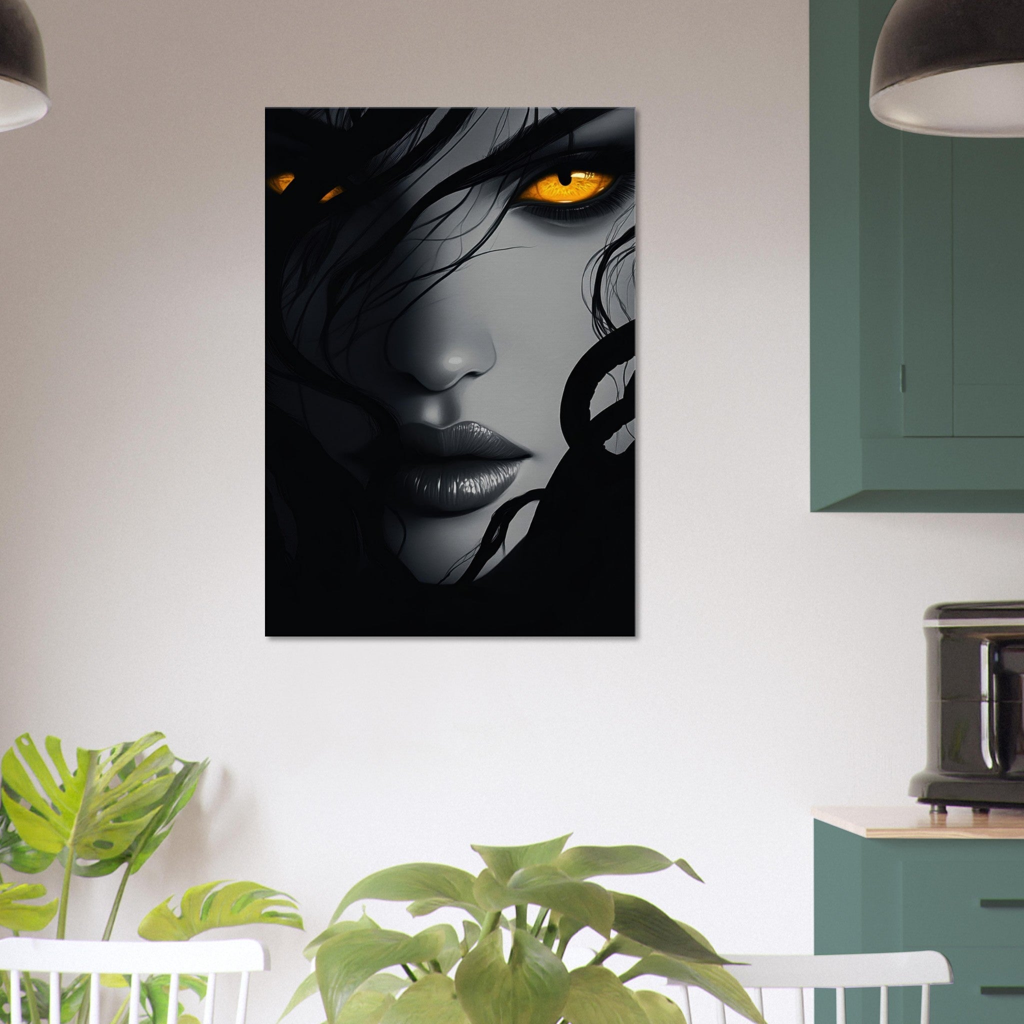 Canvas Portrait - Minimalist Medusas Gaze Minimalism Tight - Focus 2 - Shop Ai Art WebShop - Digital Art online Store