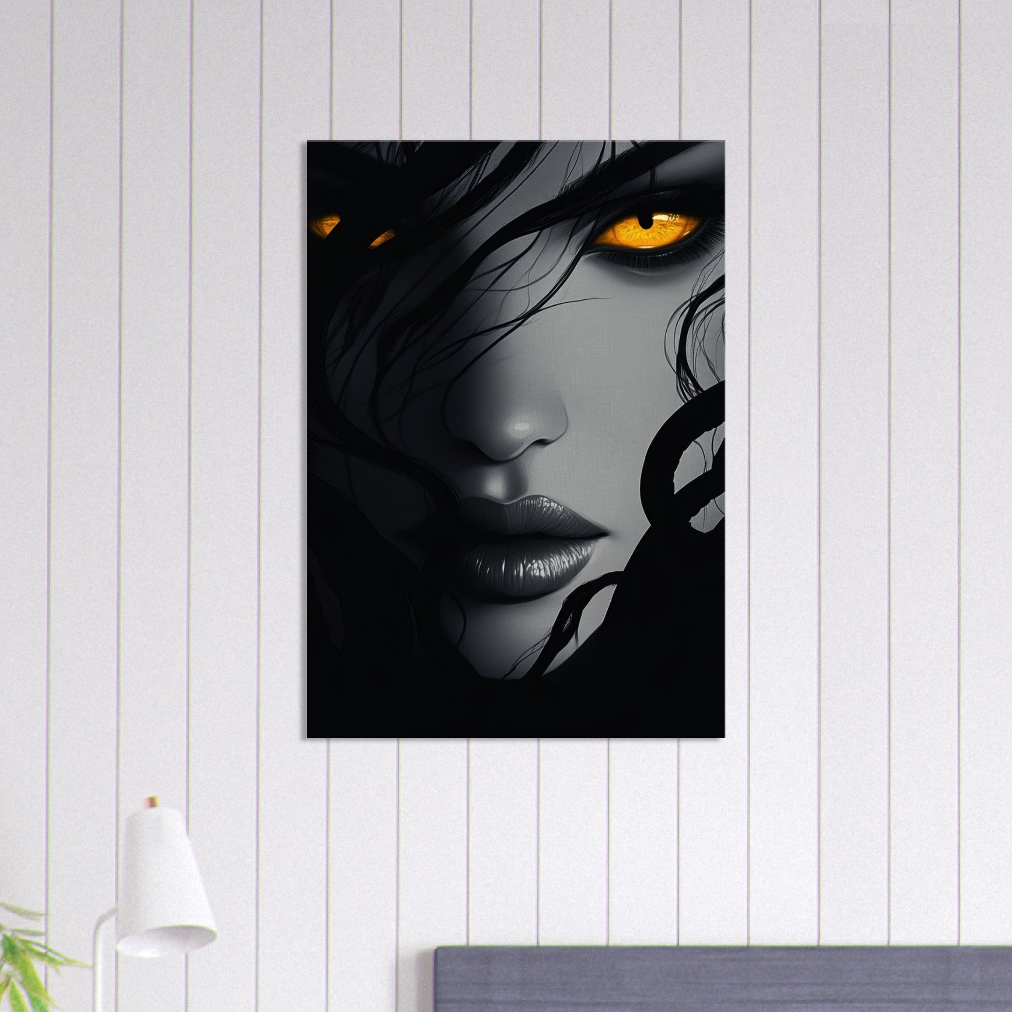 Canvas Portrait - Minimalist Medusas Gaze Minimalism Tight - Focus 2 - Shop Ai Art WebShop - Digital Art online Store