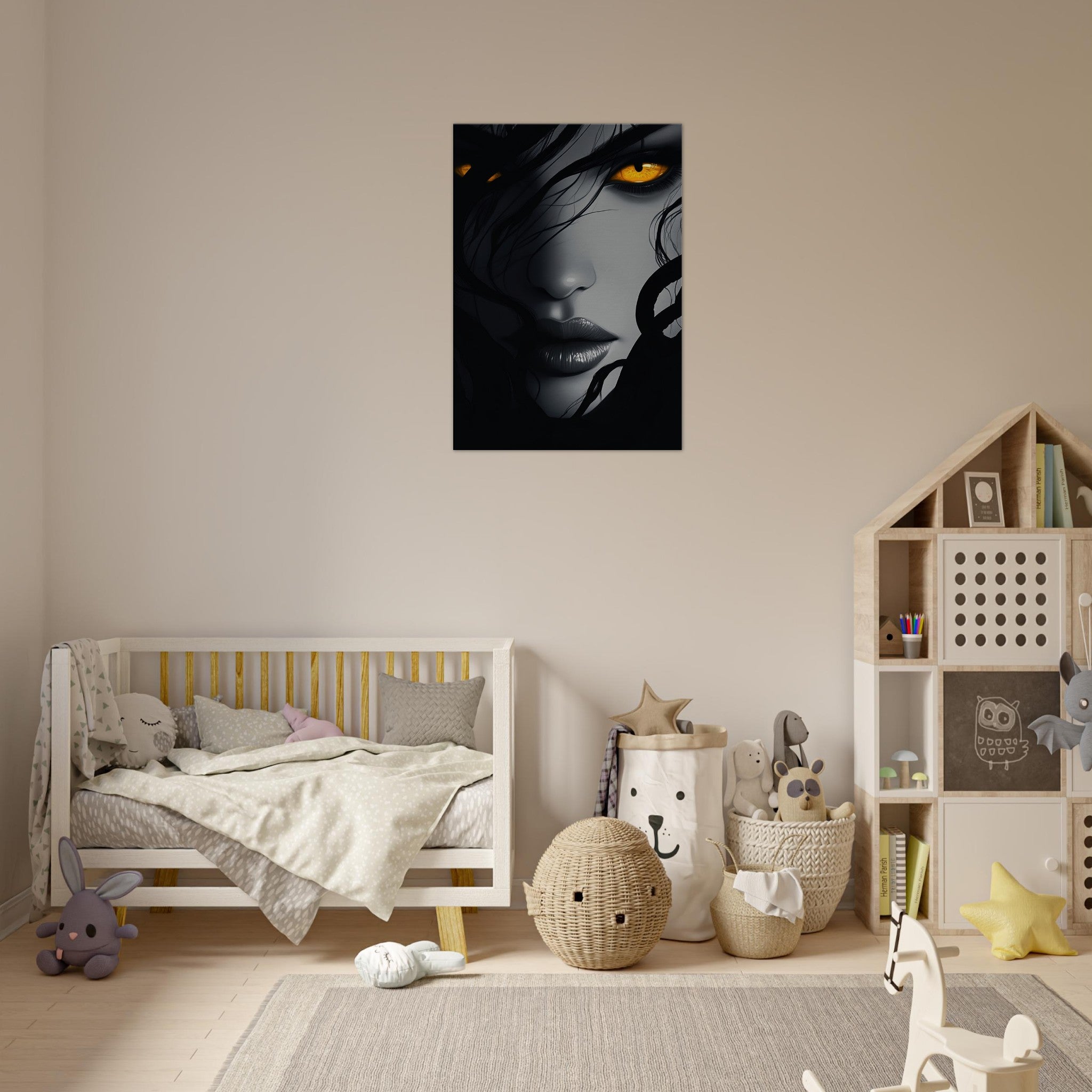 Canvas Portrait - Minimalist Medusas Gaze Minimalism Tight - Focus 2 - Shop Ai Art WebShop - Digital Art online Store