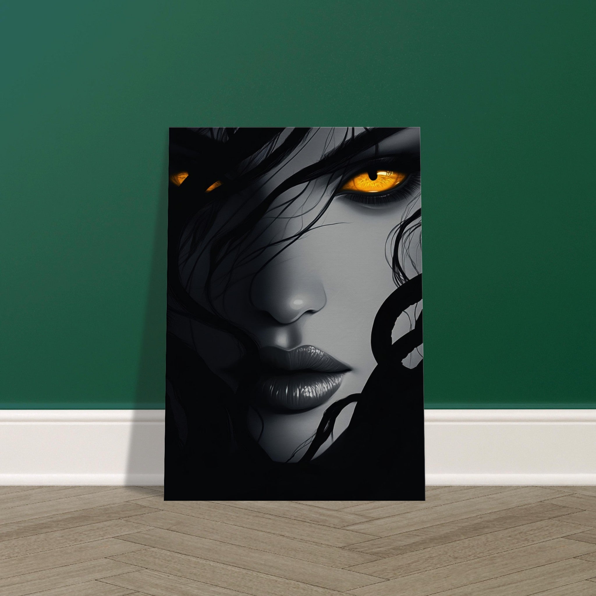 Canvas Portrait - Minimalist Medusas Gaze Minimalism Tight - Focus 2 - Shop Ai Art WebShop - Digital Art online Store