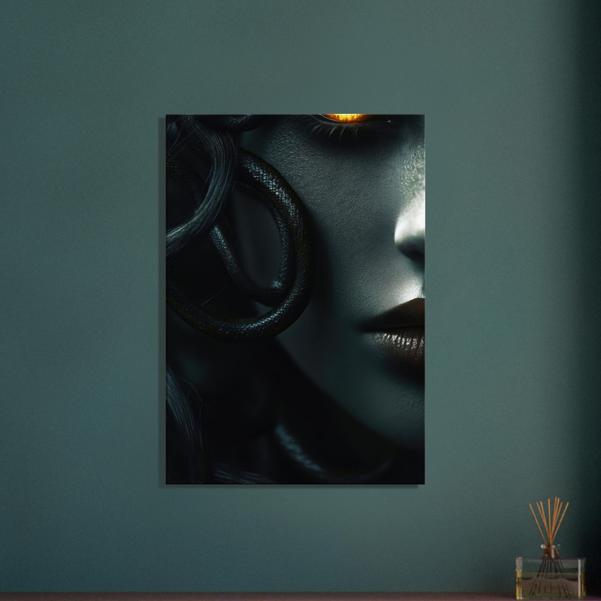 Canvas Portrait - Minimalist Medusas Gaze Minimalism Tight - Focus - Shop Ai Art WebShop - Digital Art online Store