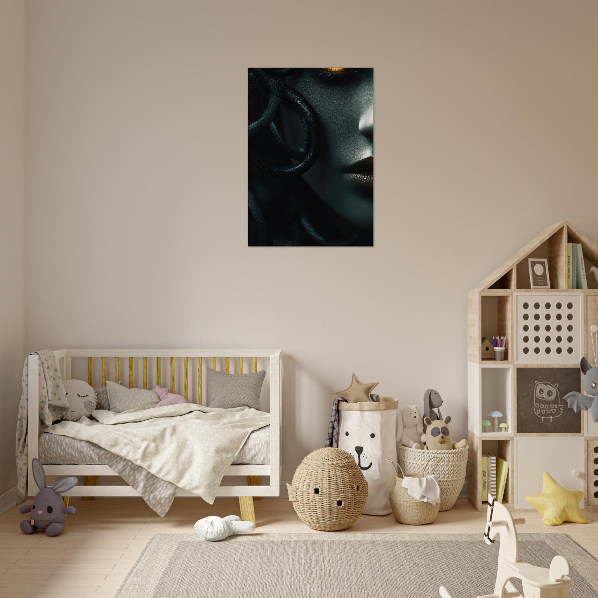 Canvas Portrait - Minimalist Medusas Gaze Minimalism Tight - Focus - Shop Ai Art WebShop - Digital Art online Store