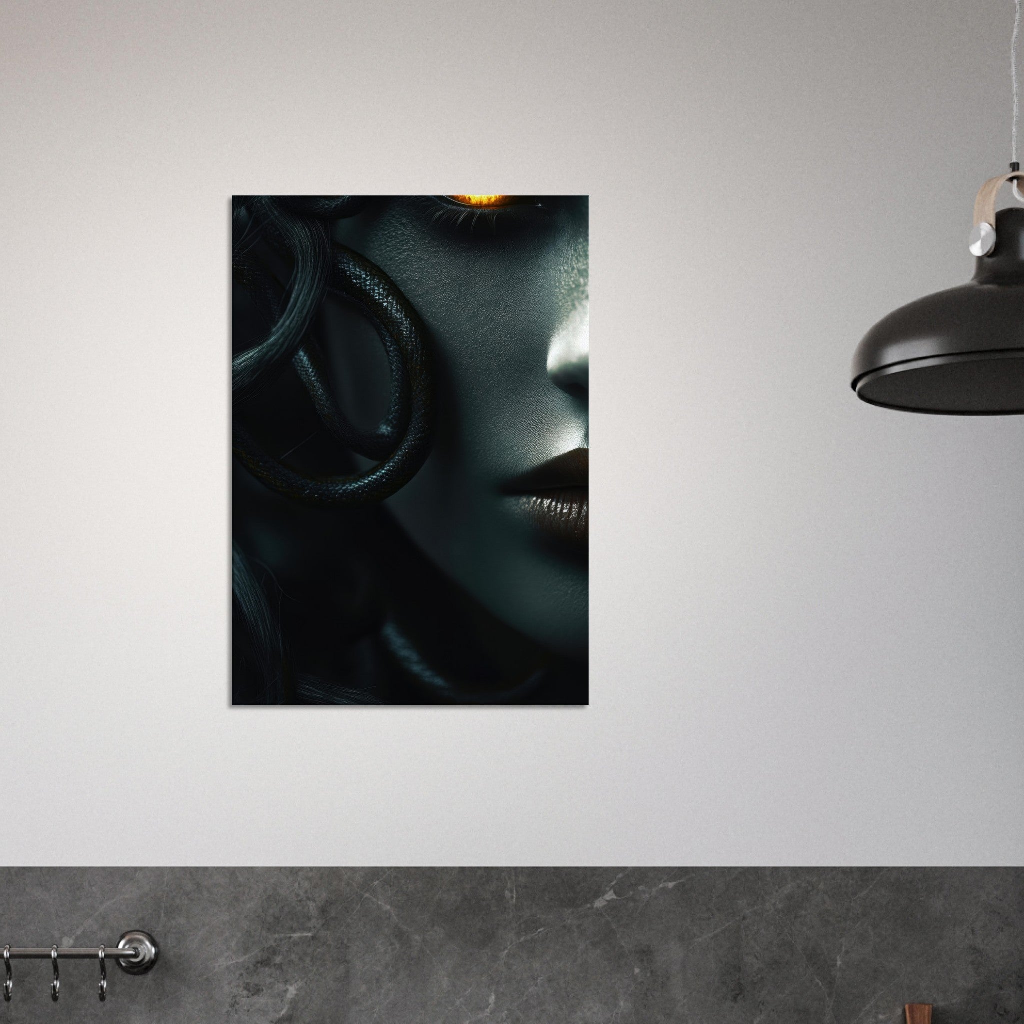 Canvas Portrait - Minimalist Medusas Gaze Minimalism Tight - Focus - Shop Ai Art WebShop - Digital Art online Store