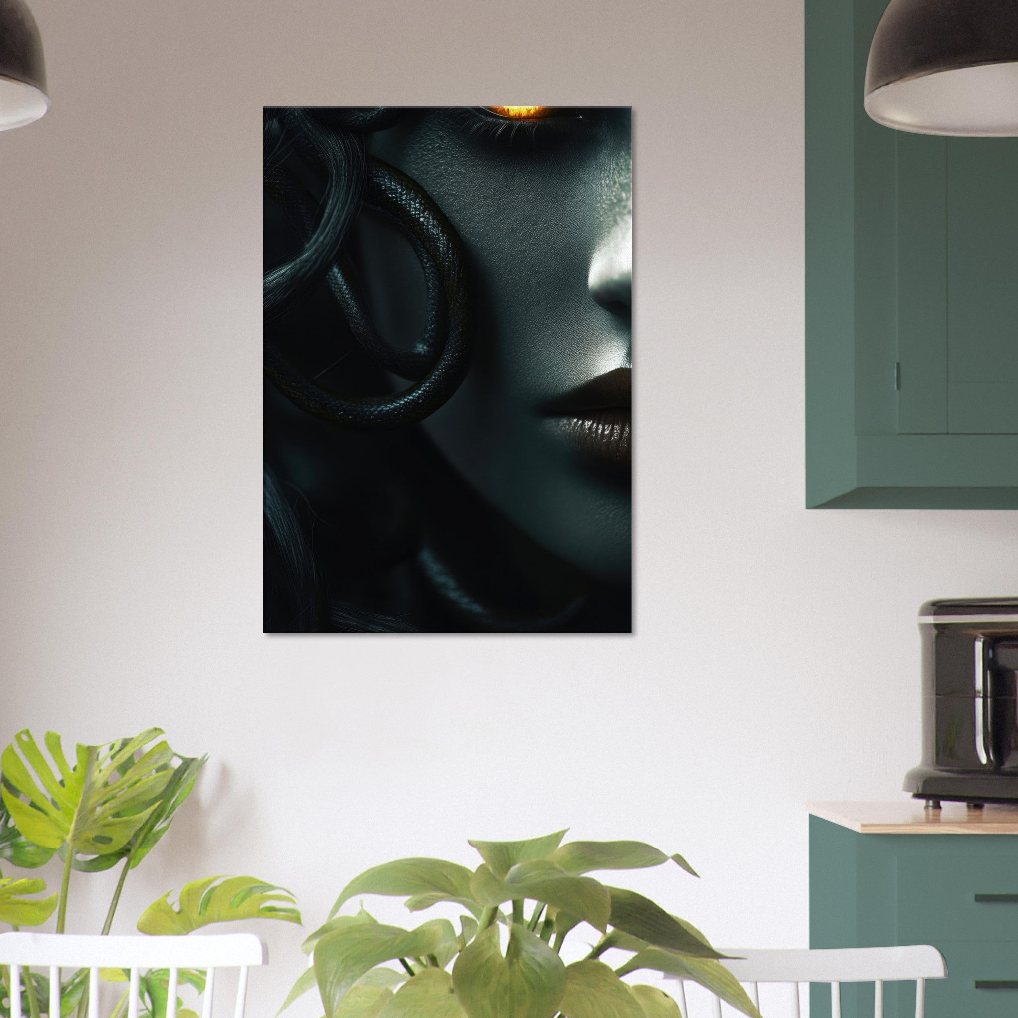 Canvas Portrait - Minimalist Medusas Gaze Minimalism Tight - Focus - Shop Ai Art WebShop - Digital Art online Store