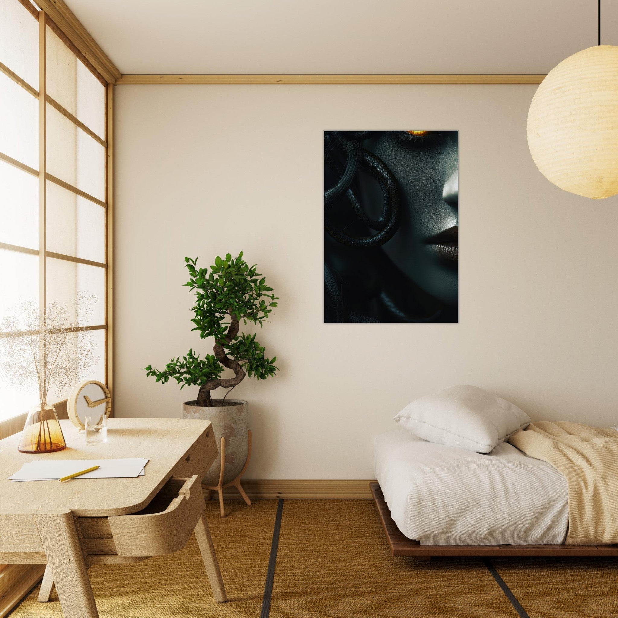 Canvas Portrait - Minimalist Medusas Gaze Minimalism Tight - Focus - Shop Ai Art WebShop - Digital Art online Store