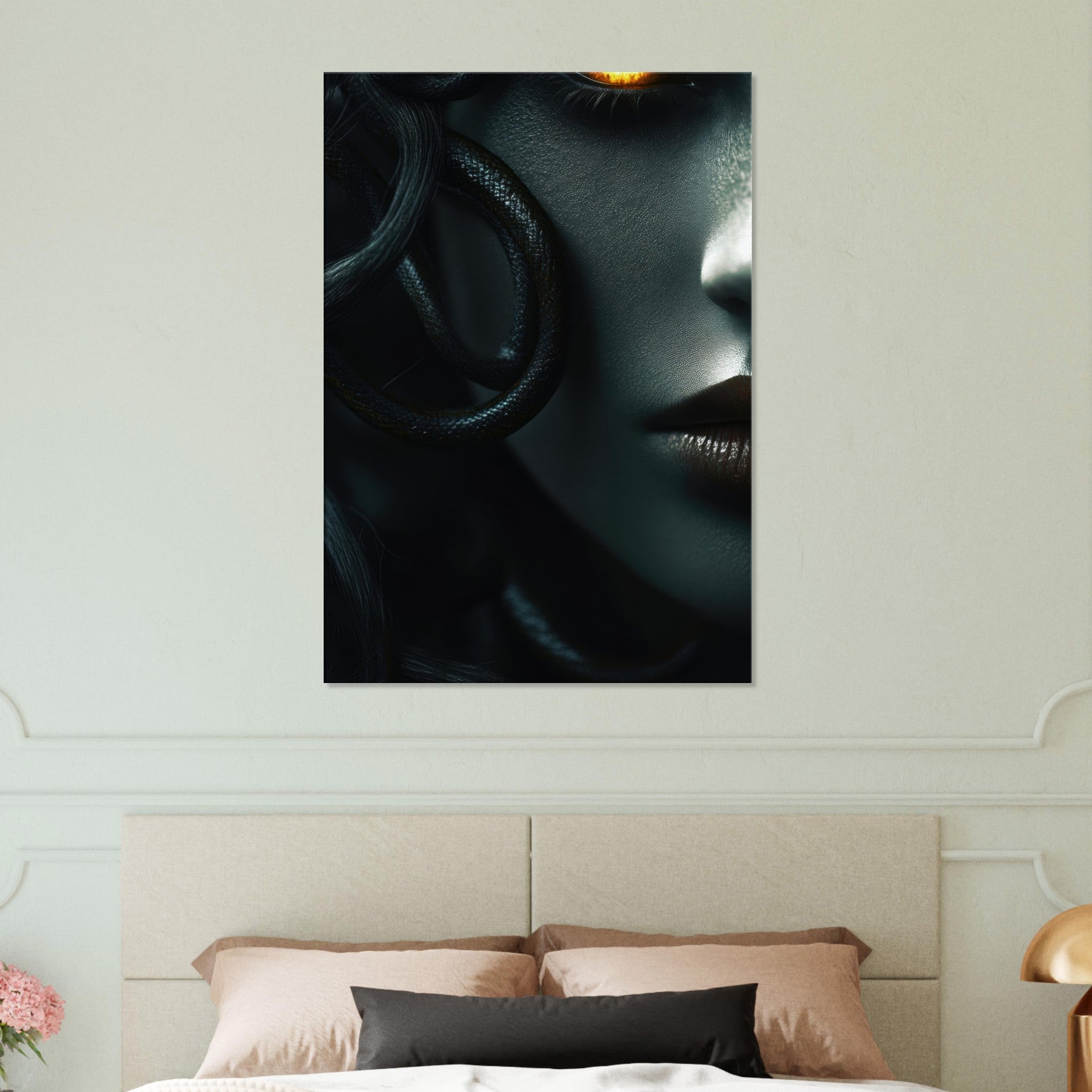 Canvas Portrait - Minimalist Medusas Gaze Minimalism Tight - Focus - Shop Ai Art WebShop - Digital Art online Store