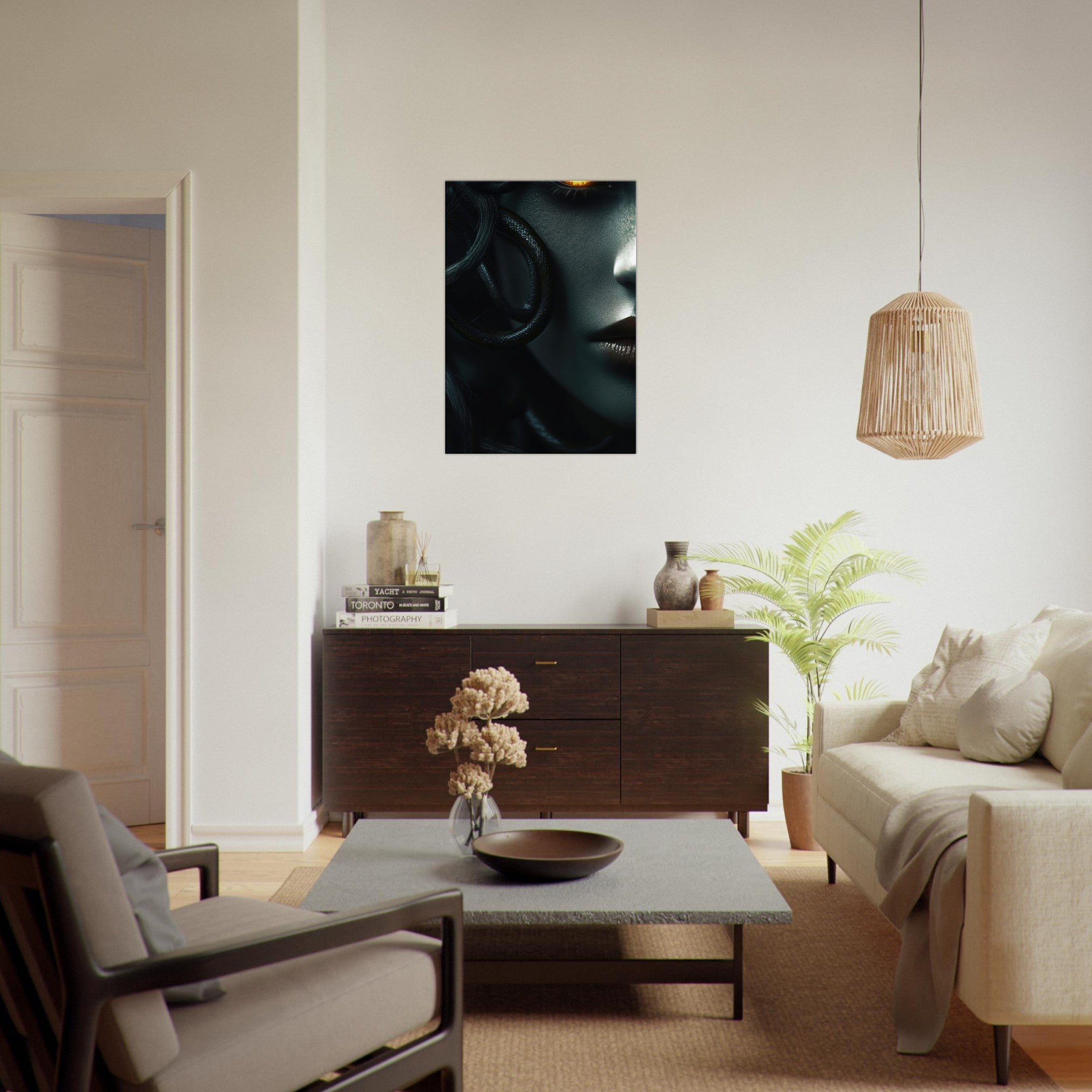 Canvas Portrait - Minimalist Medusas Gaze Minimalism Tight - Focus - Shop Ai Art WebShop - Digital Art online Store