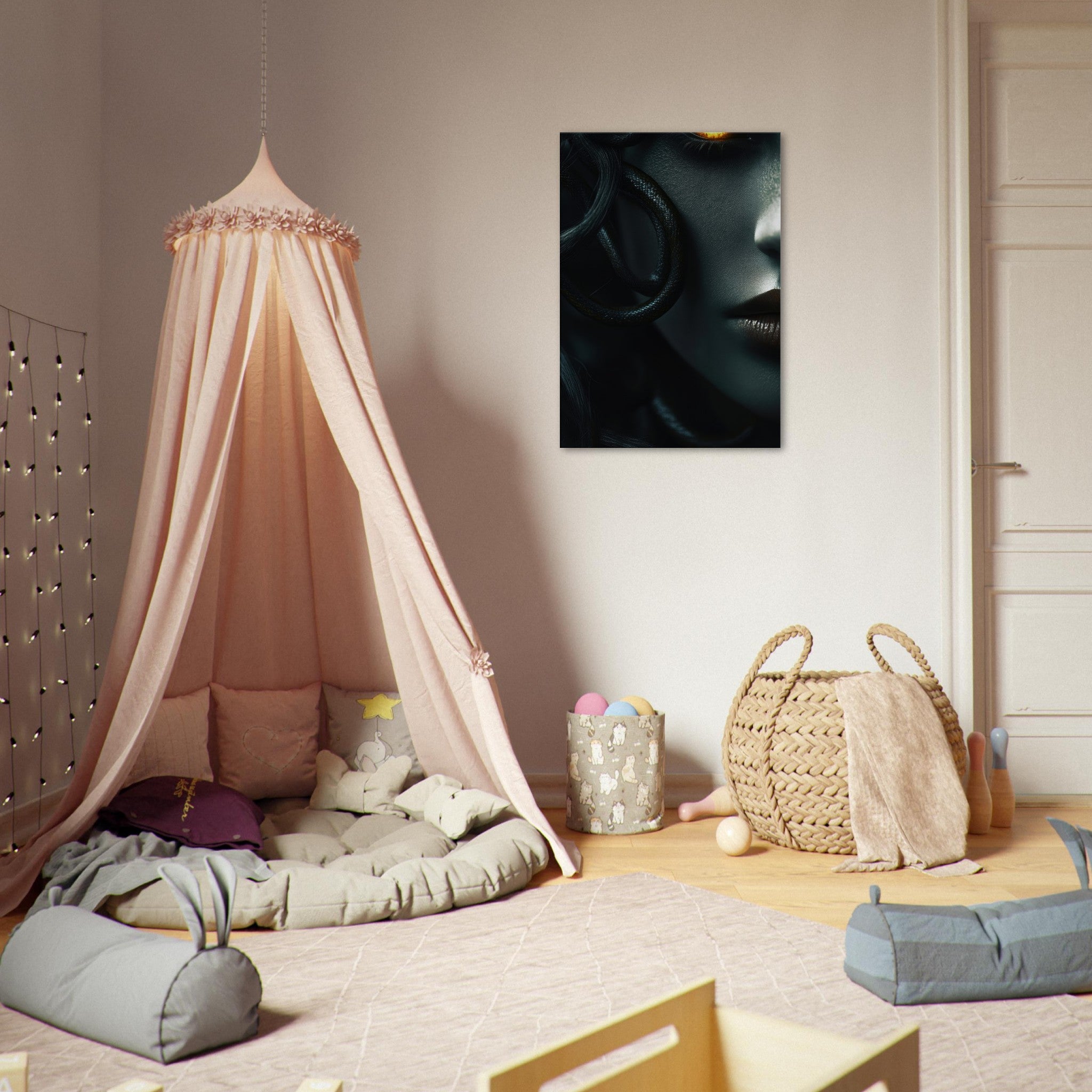 Canvas Portrait - Minimalist Medusas Gaze Minimalism Tight - Focus - Shop Ai Art WebShop - Digital Art online Store
