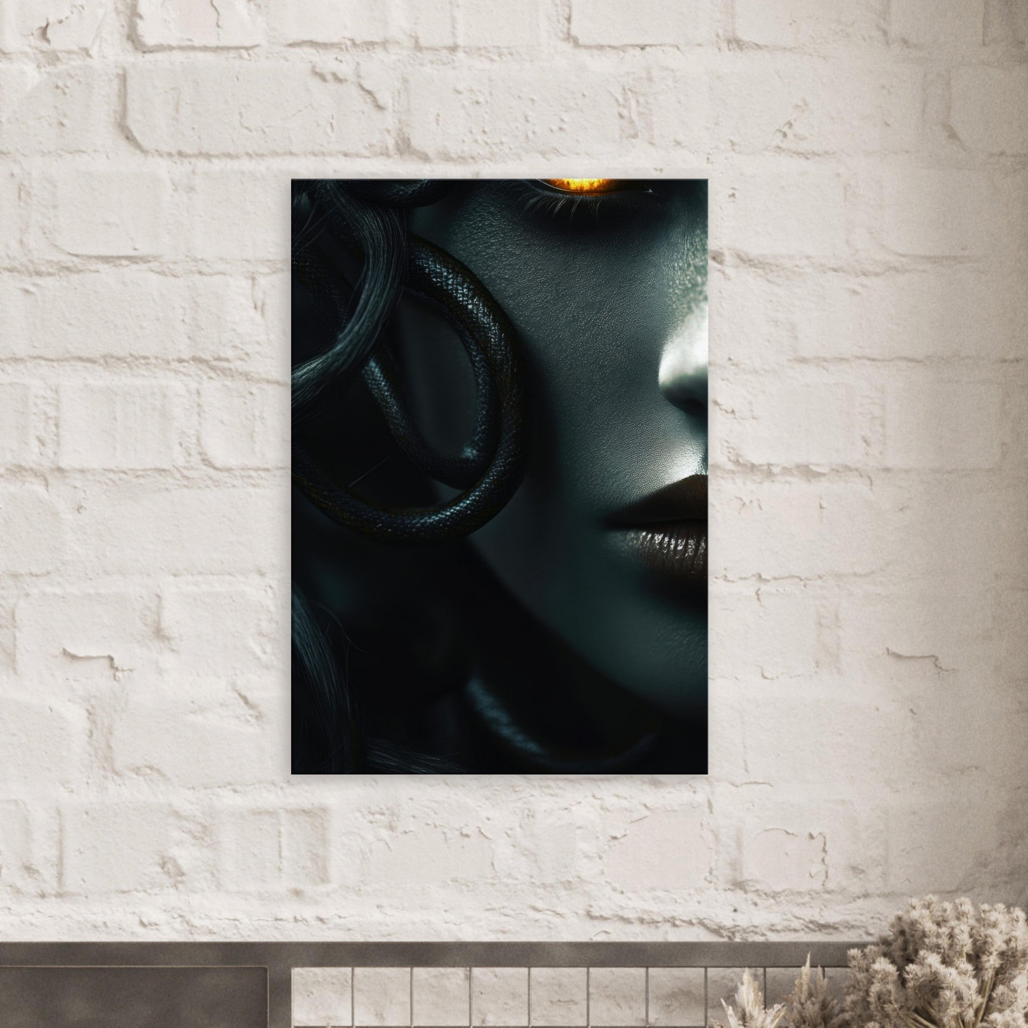 Canvas Portrait - Minimalist Medusas Gaze Minimalism Tight - Focus - Shop Ai Art WebShop - Digital Art online Store
