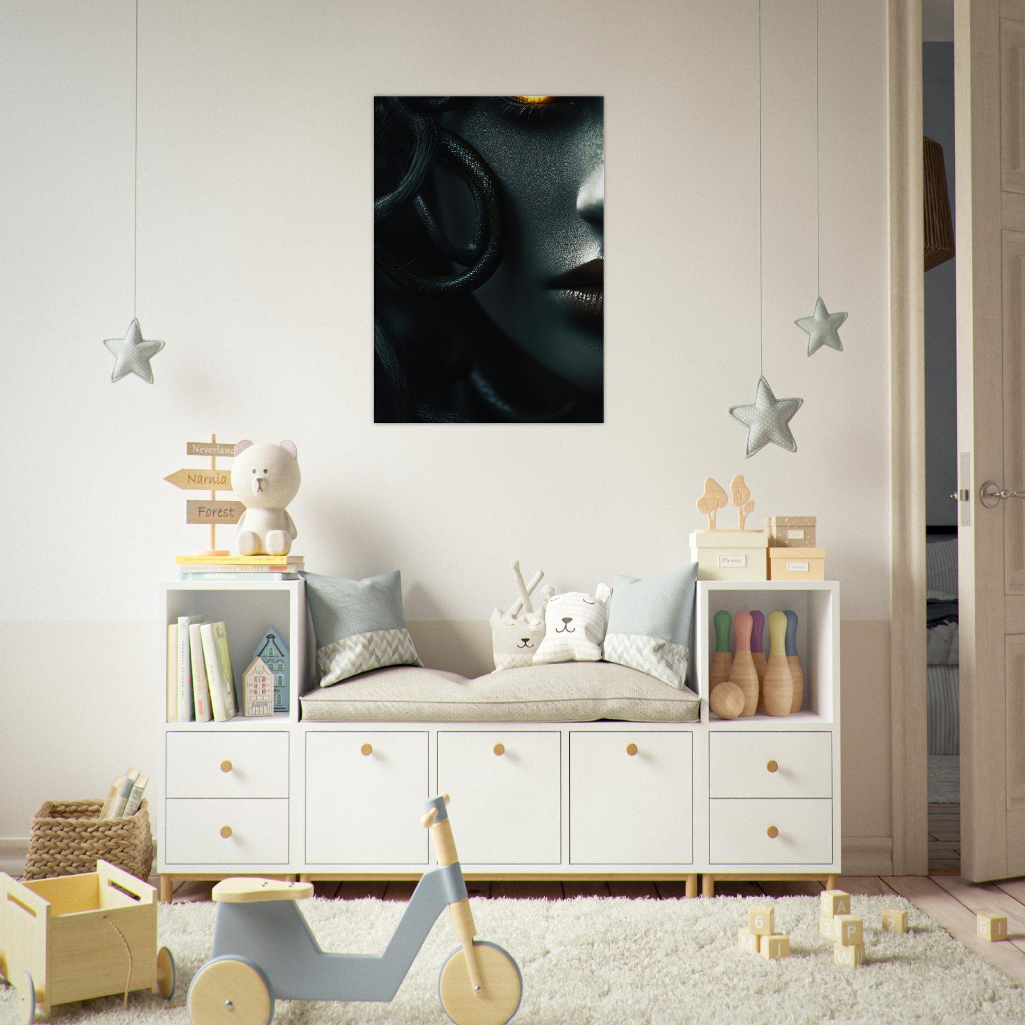 Canvas Portrait - Minimalist Medusas Gaze Minimalism Tight - Focus - Shop Ai Art WebShop - Digital Art online Store
