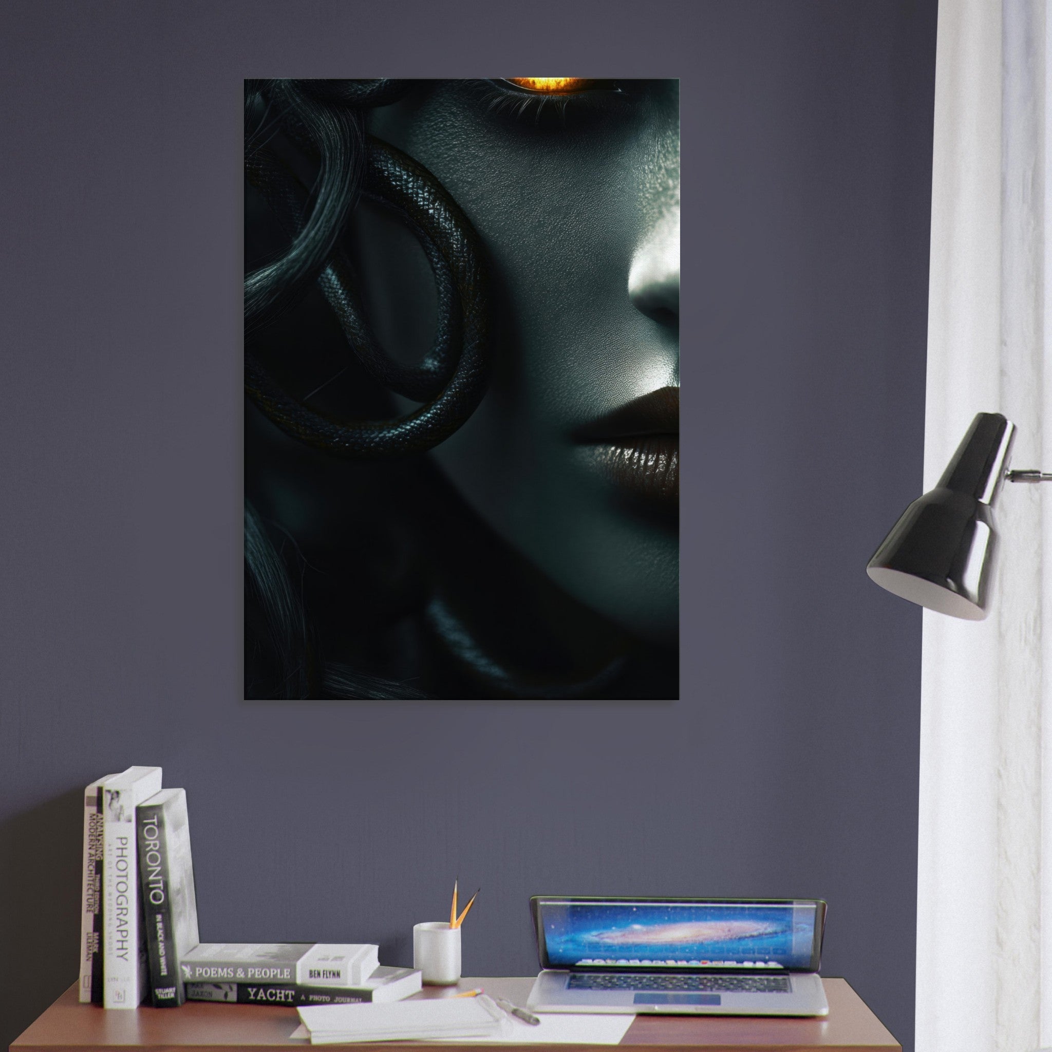 Canvas Portrait - Minimalist Medusas Gaze Minimalism Tight - Focus - Shop Ai Art WebShop - Digital Art online Store