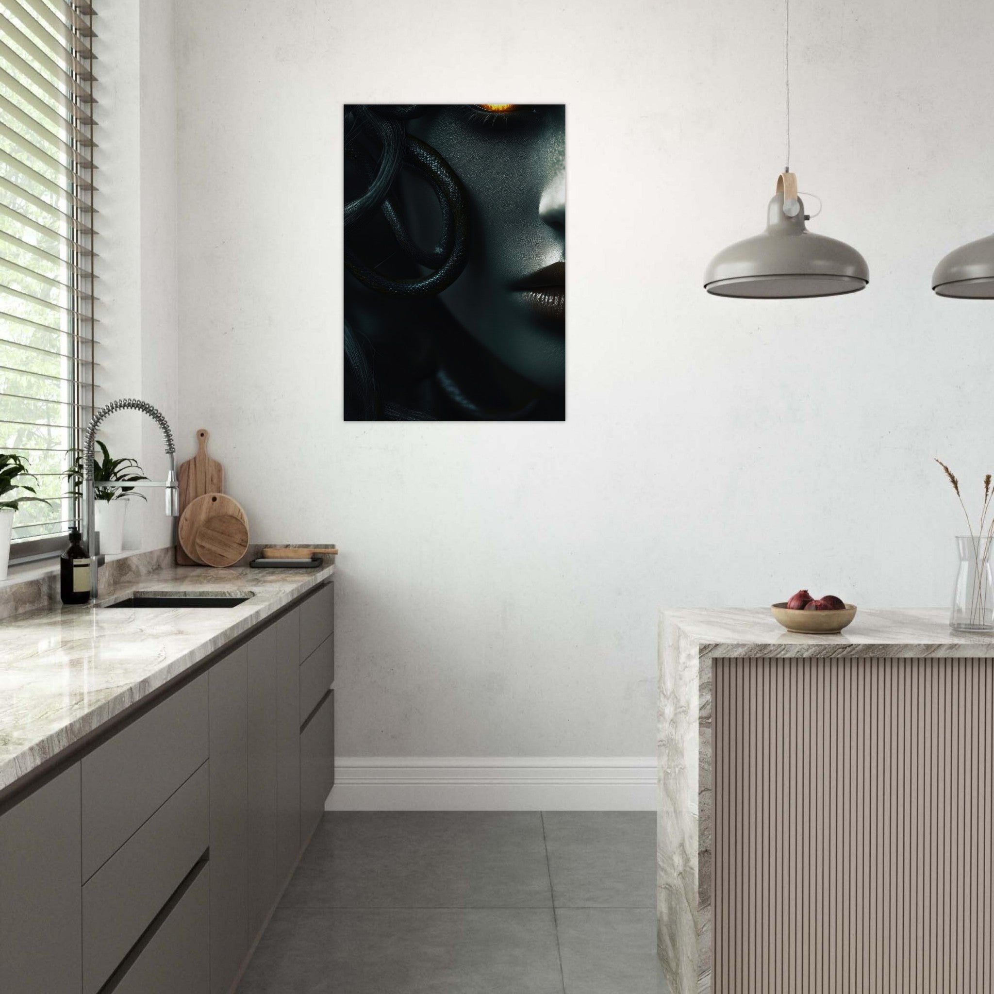 Canvas Portrait - Minimalist Medusas Gaze Minimalism Tight - Focus - Shop Ai Art WebShop - Digital Art online Store
