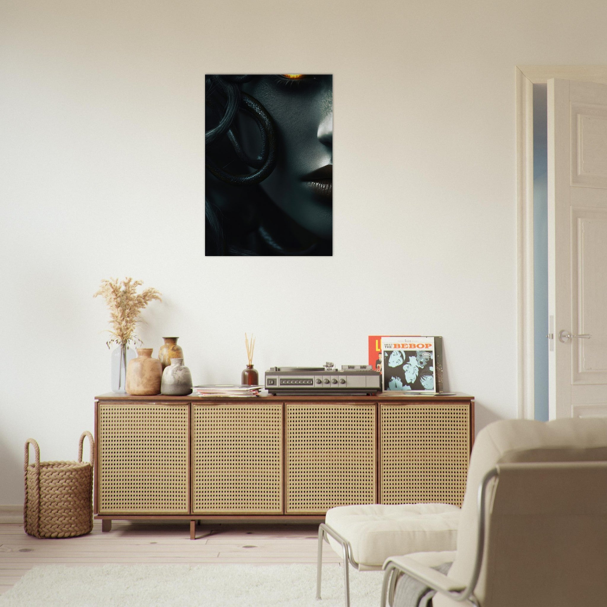 Canvas Portrait - Minimalist Medusas Gaze Minimalism Tight - Focus - Shop Ai Art WebShop - Digital Art online Store