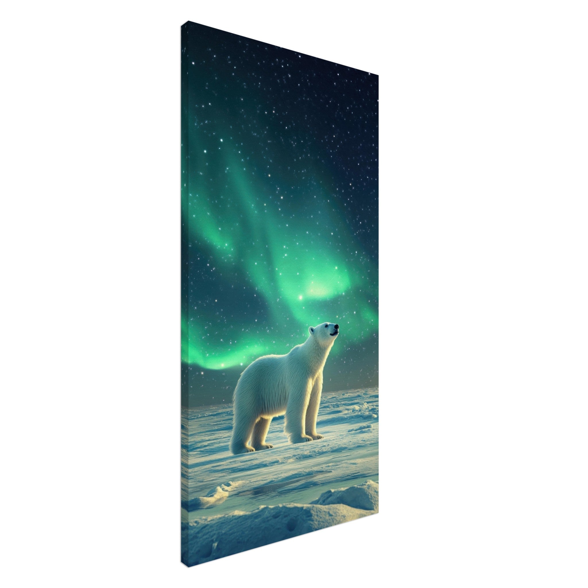 Canvas Portrait - Polar Bear Under the Aurora Borealis A solitary 3 - Shop Ai Art WebShop - Digital Art online Store
