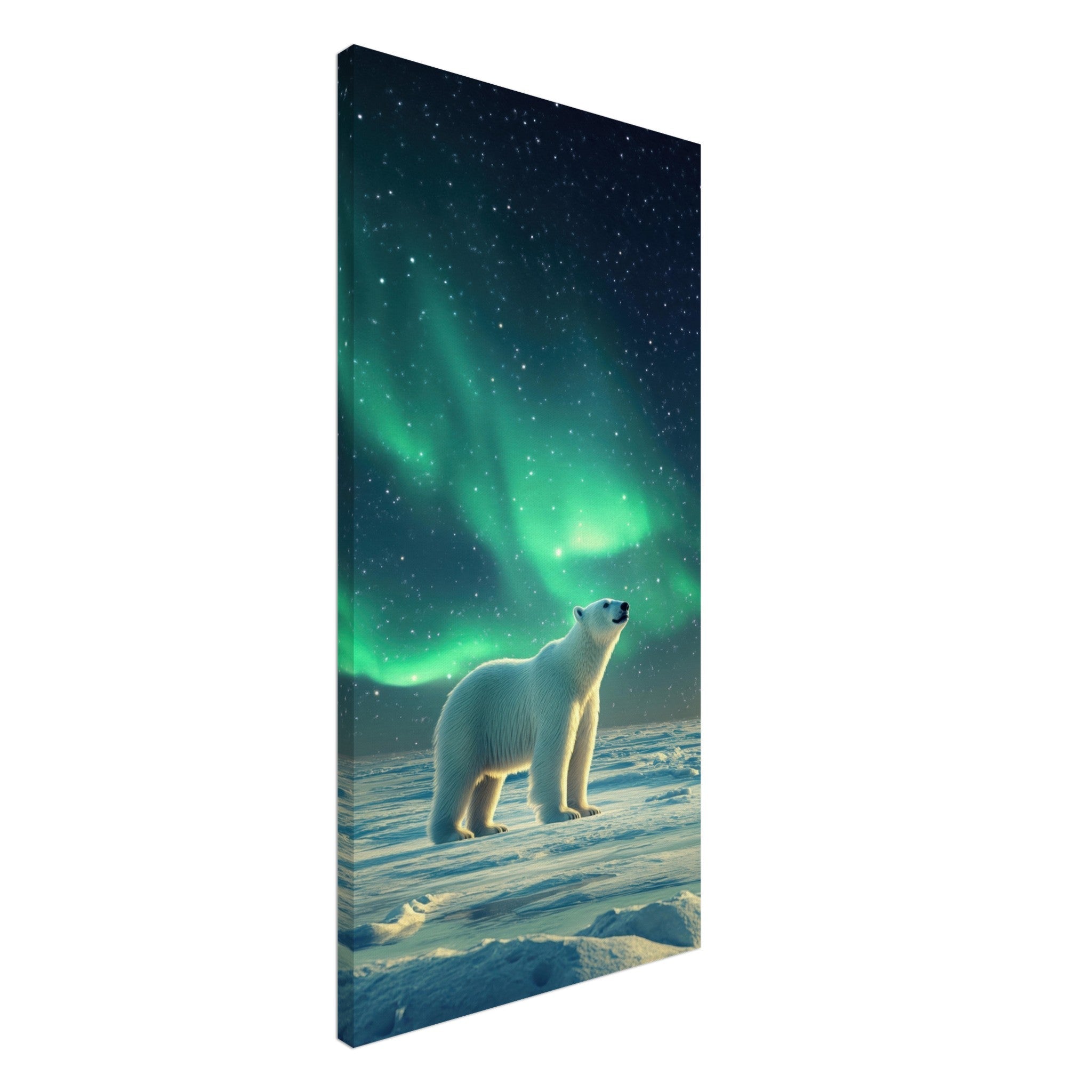 Canvas Portrait - Polar Bear Under the Aurora Borealis A solitary 3 - Shop Ai Art WebShop - Digital Art online Store
