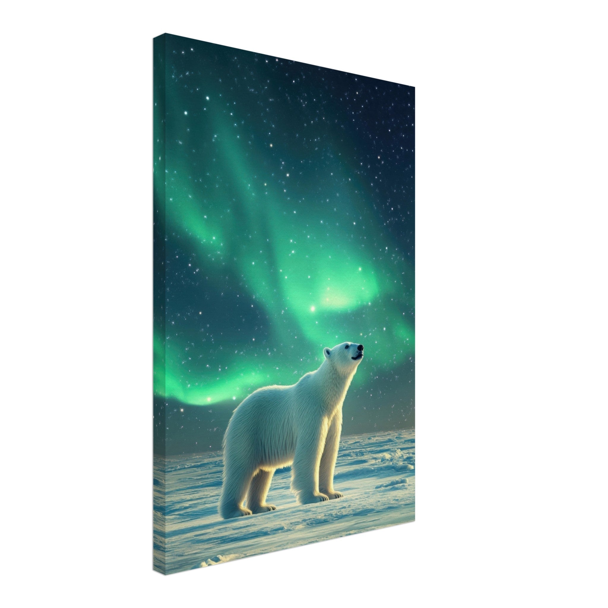 Canvas Portrait - Polar Bear Under the Aurora Borealis A solitary 3 - Shop Ai Art WebShop - Digital Art online Store