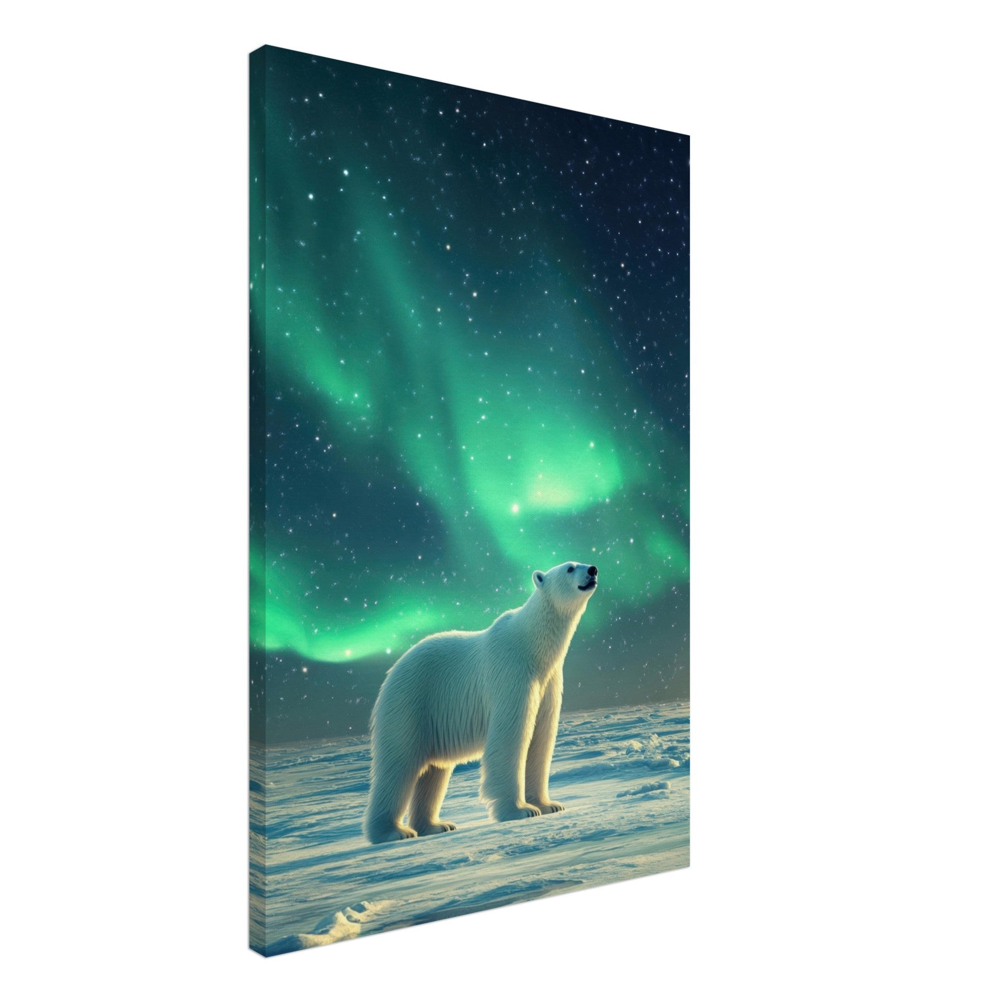 Canvas Portrait - Polar Bear Under the Aurora Borealis A solitary 3 - Shop Ai Art WebShop - Digital Art online Store