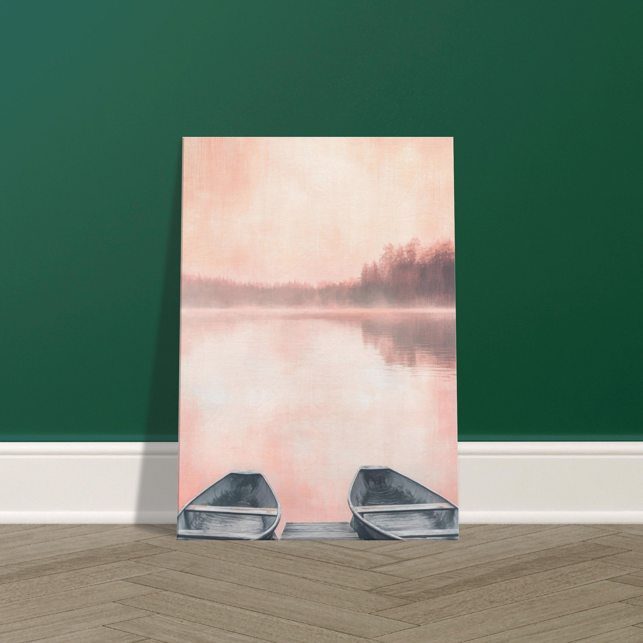 Canvas Portrait - Serene Lake with Rowboats A tranquil lake - Shop Ai Art WebShop - Digital Art online Store