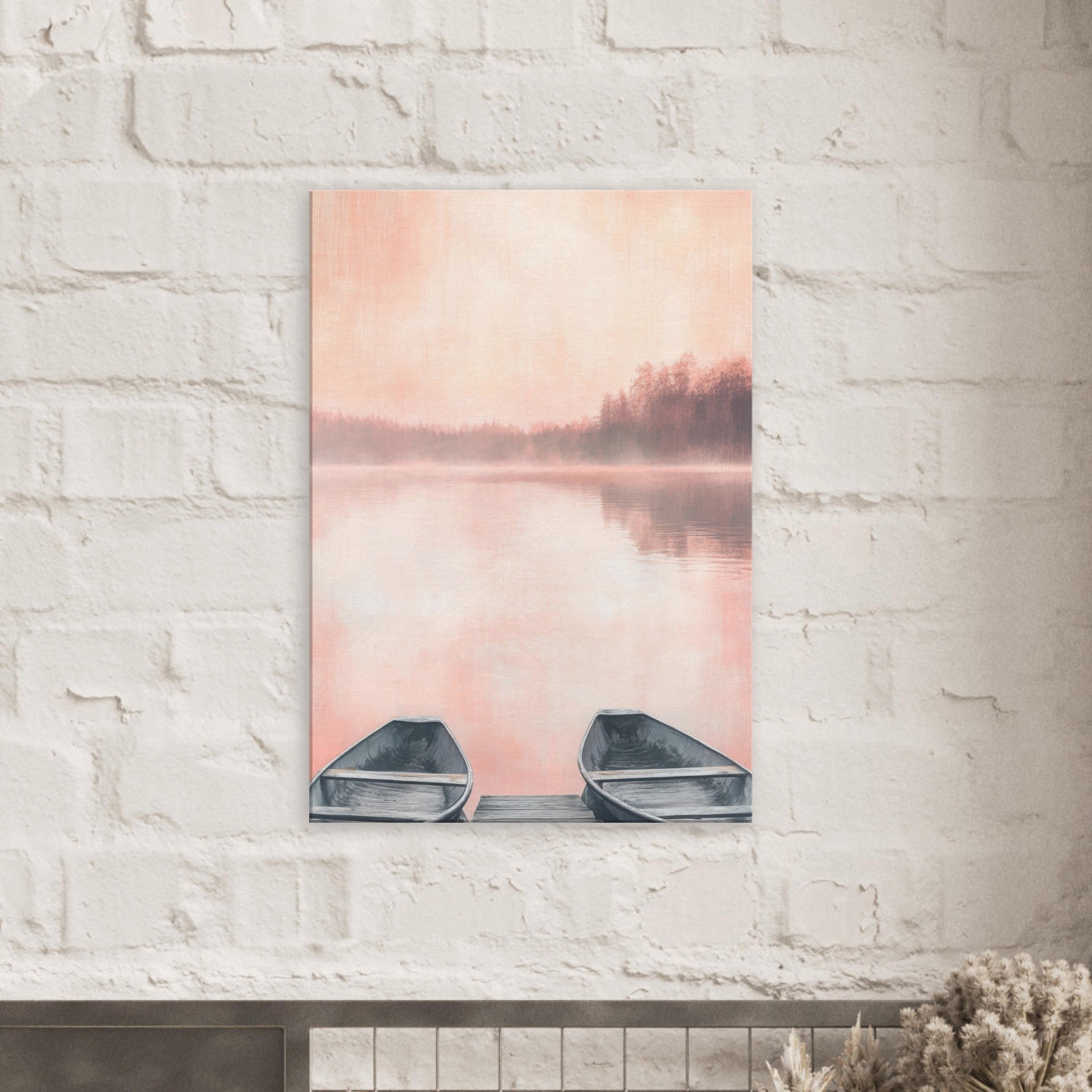 Canvas Portrait - Serene Lake with Rowboats A tranquil lake - Shop Ai Art WebShop - Digital Art online Store