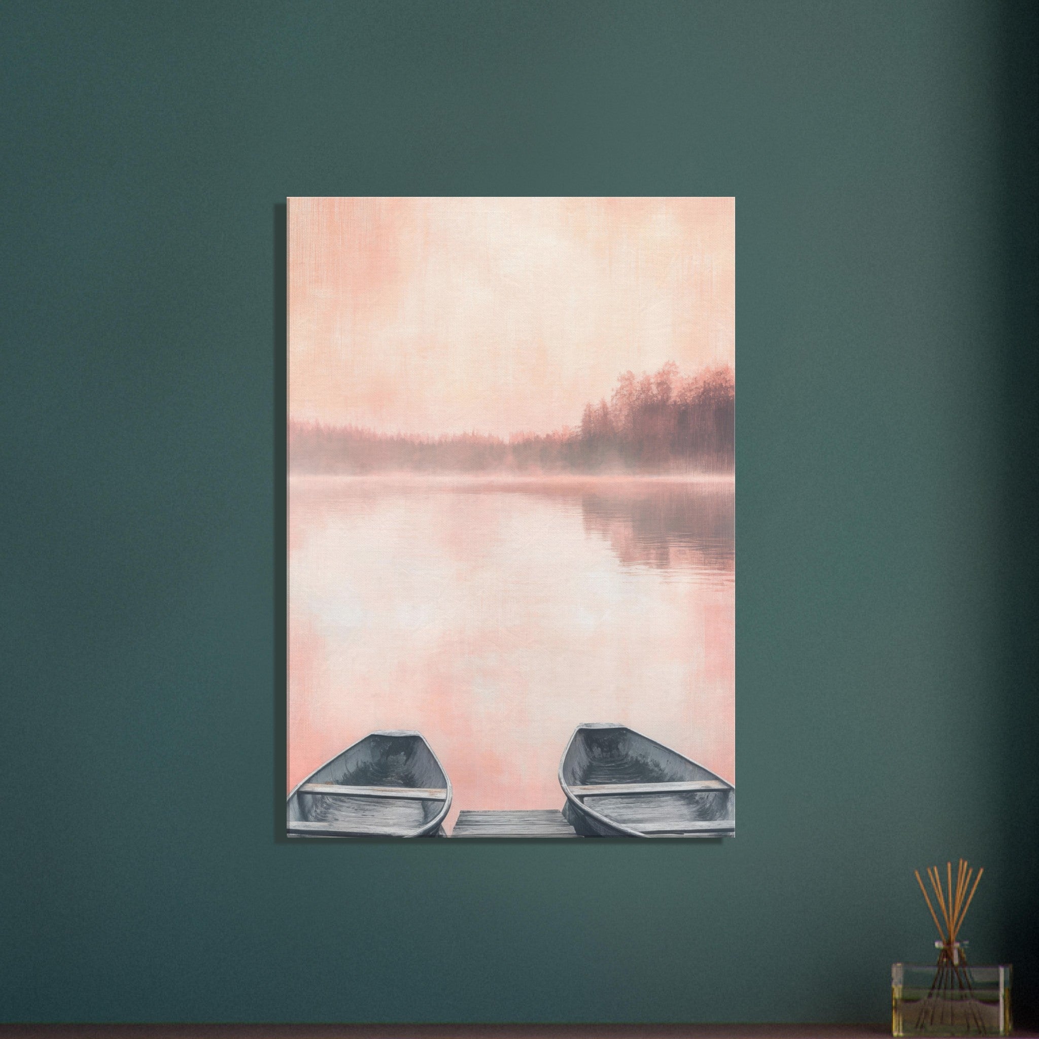 Canvas Portrait - Serene Lake with Rowboats A tranquil lake - Shop Ai Art WebShop - Digital Art online Store