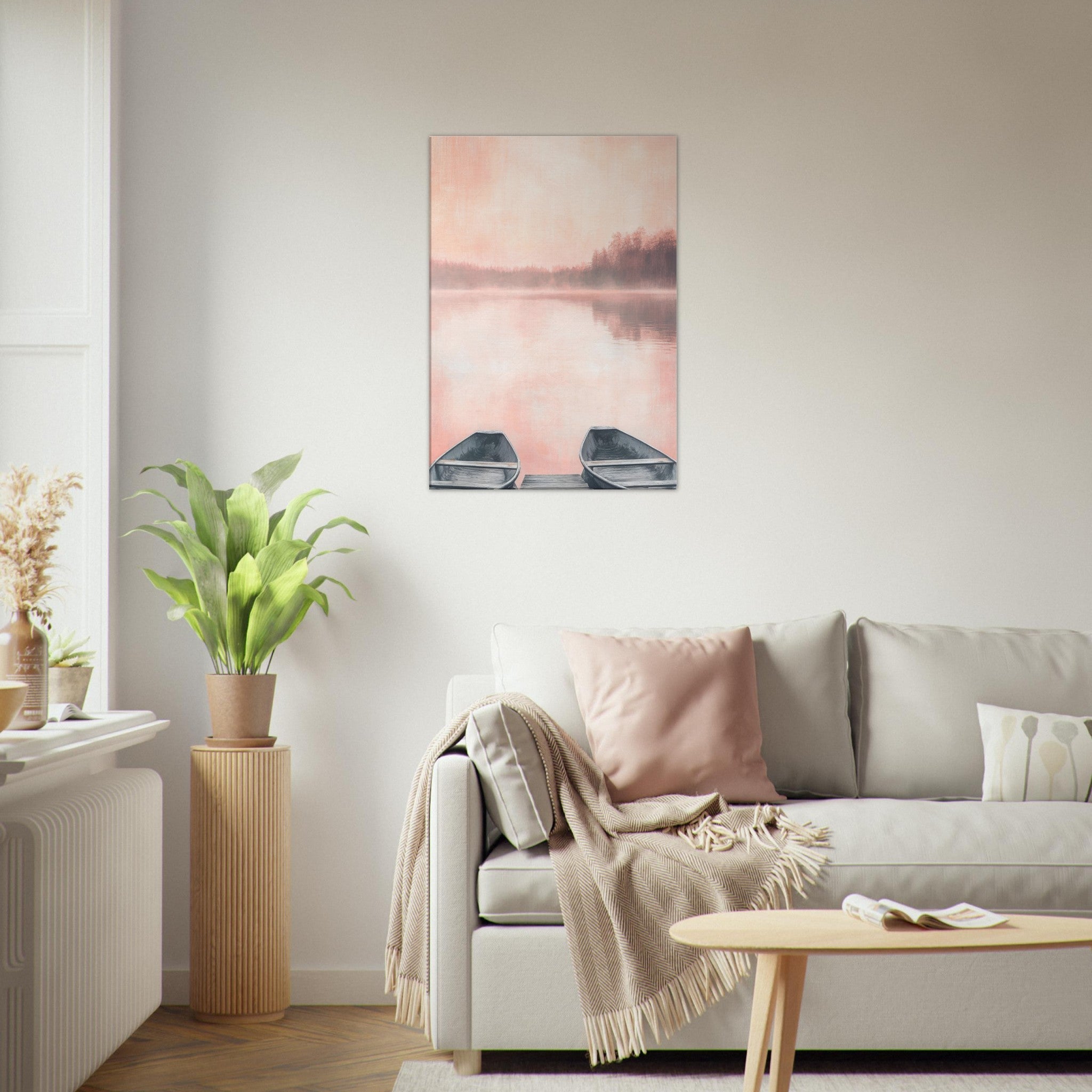 Canvas Portrait - Serene Lake with Rowboats A tranquil lake - Shop Ai Art WebShop - Digital Art online Store