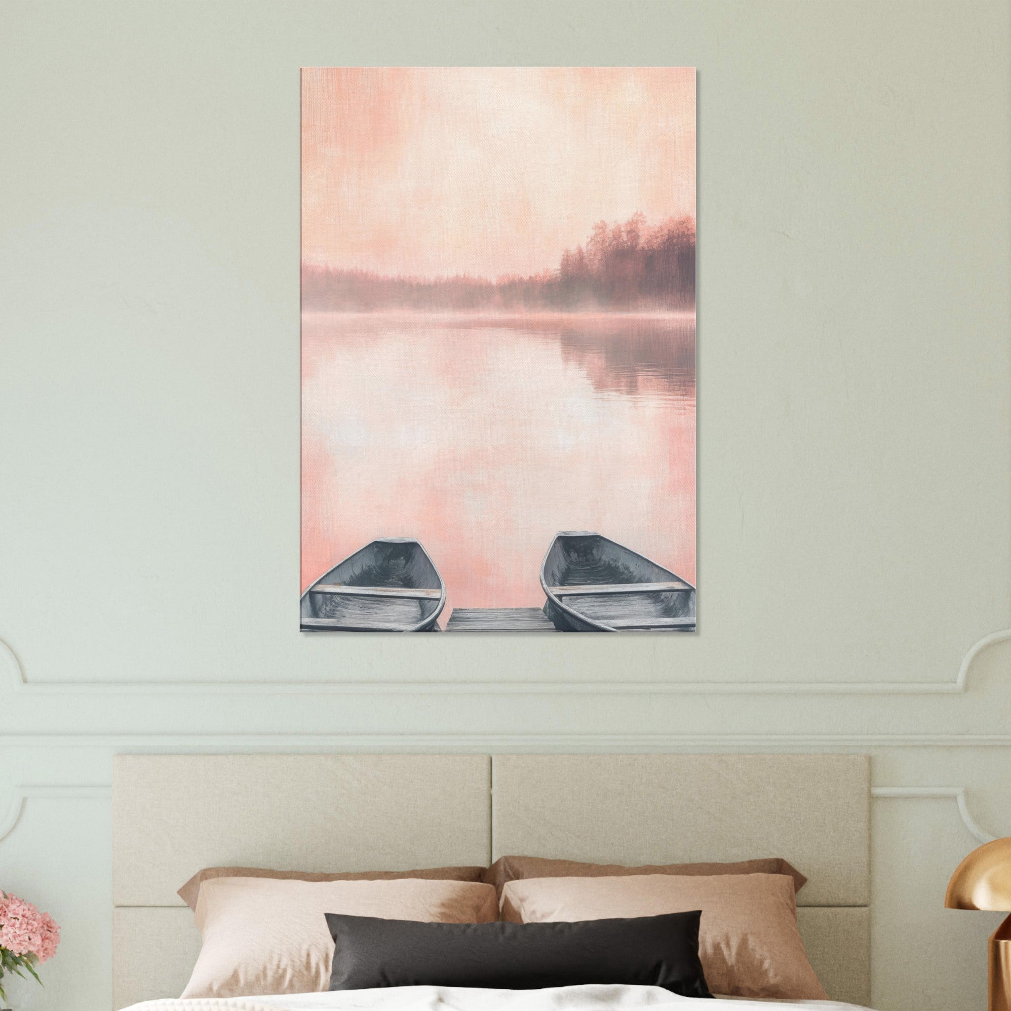 Canvas Portrait - Serene Lake with Rowboats A tranquil lake - Shop Ai Art WebShop - Digital Art online Store