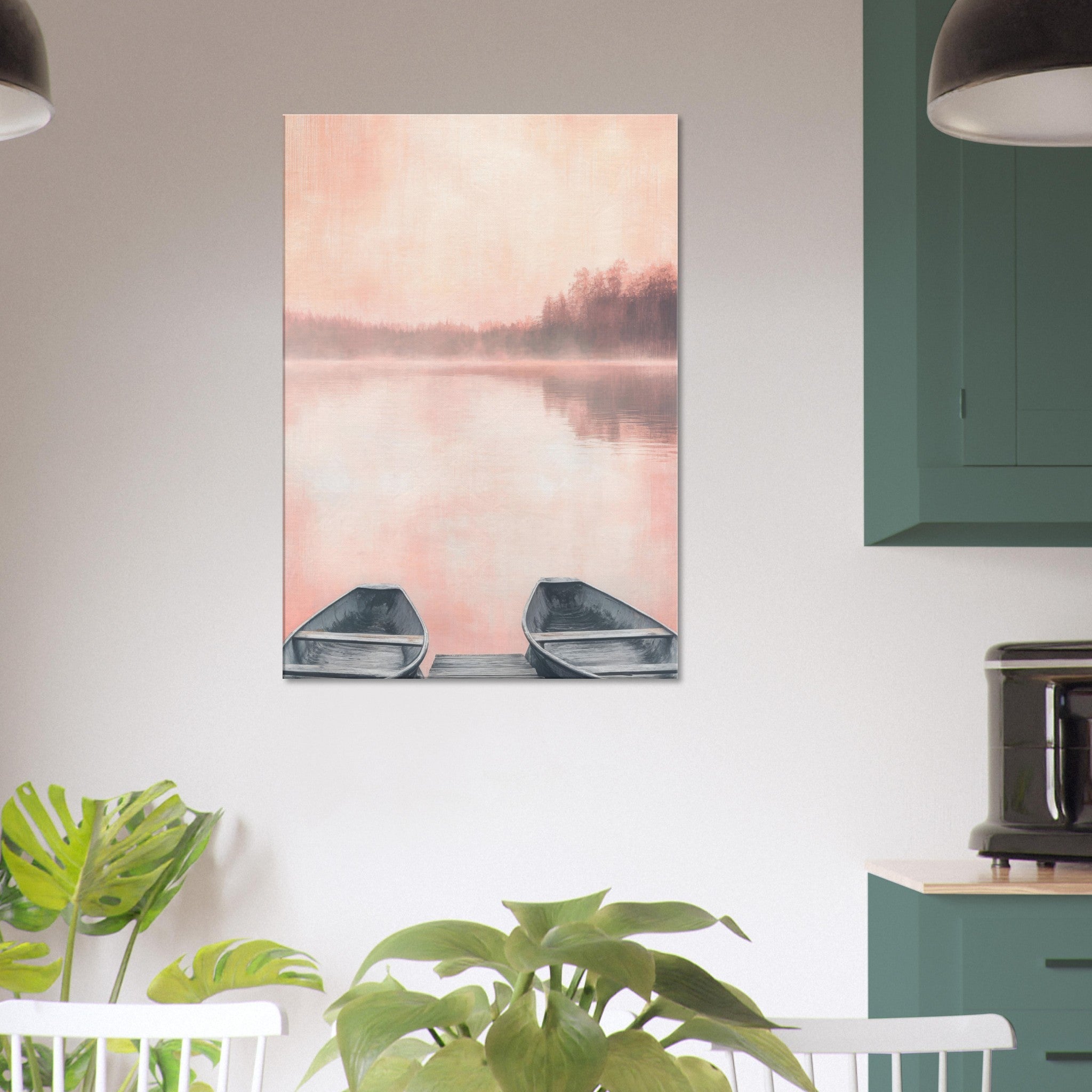 Canvas Portrait - Serene Lake with Rowboats A tranquil lake - Shop Ai Art WebShop - Digital Art online Store