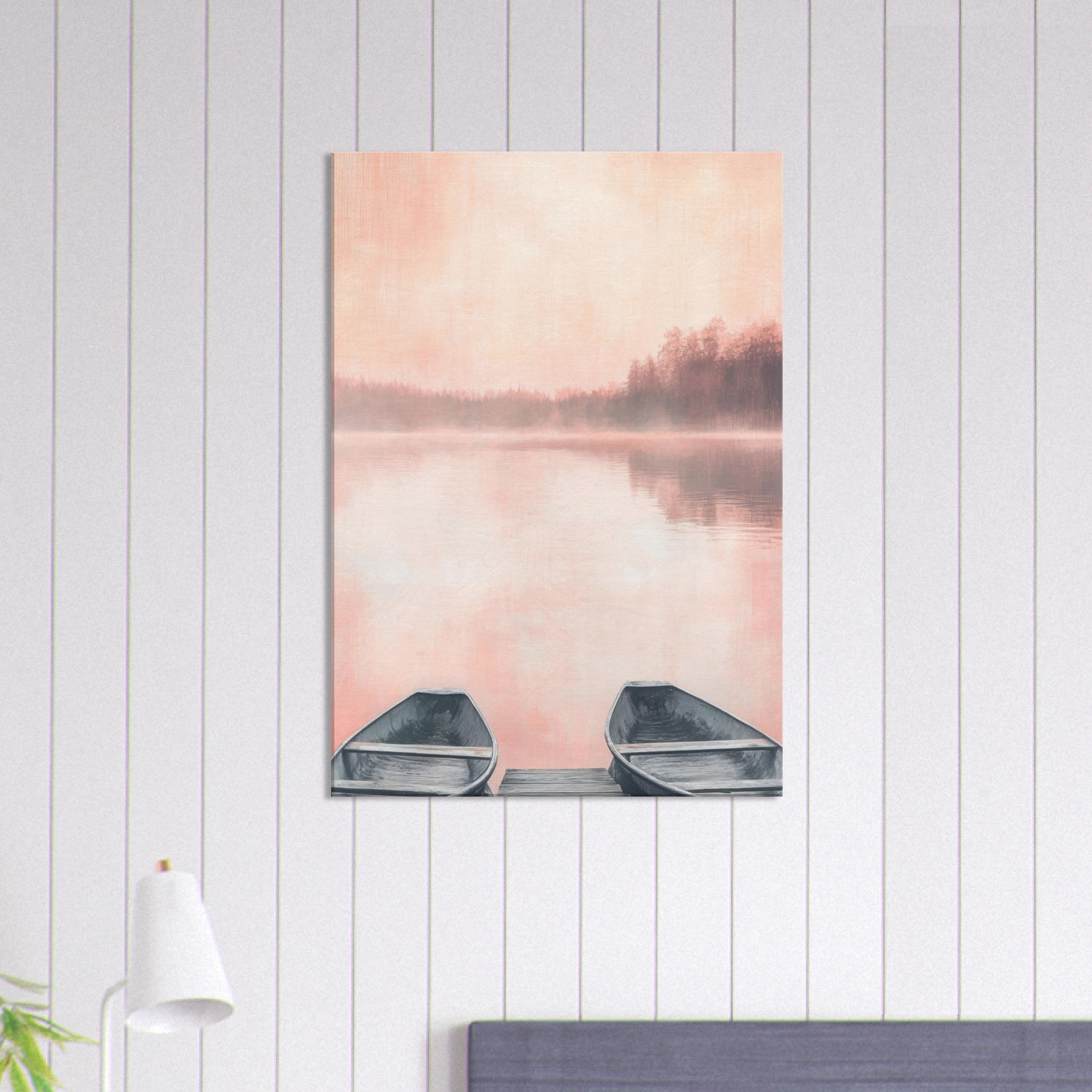 Canvas Portrait - Serene Lake with Rowboats A tranquil lake - Shop Ai Art WebShop - Digital Art online Store