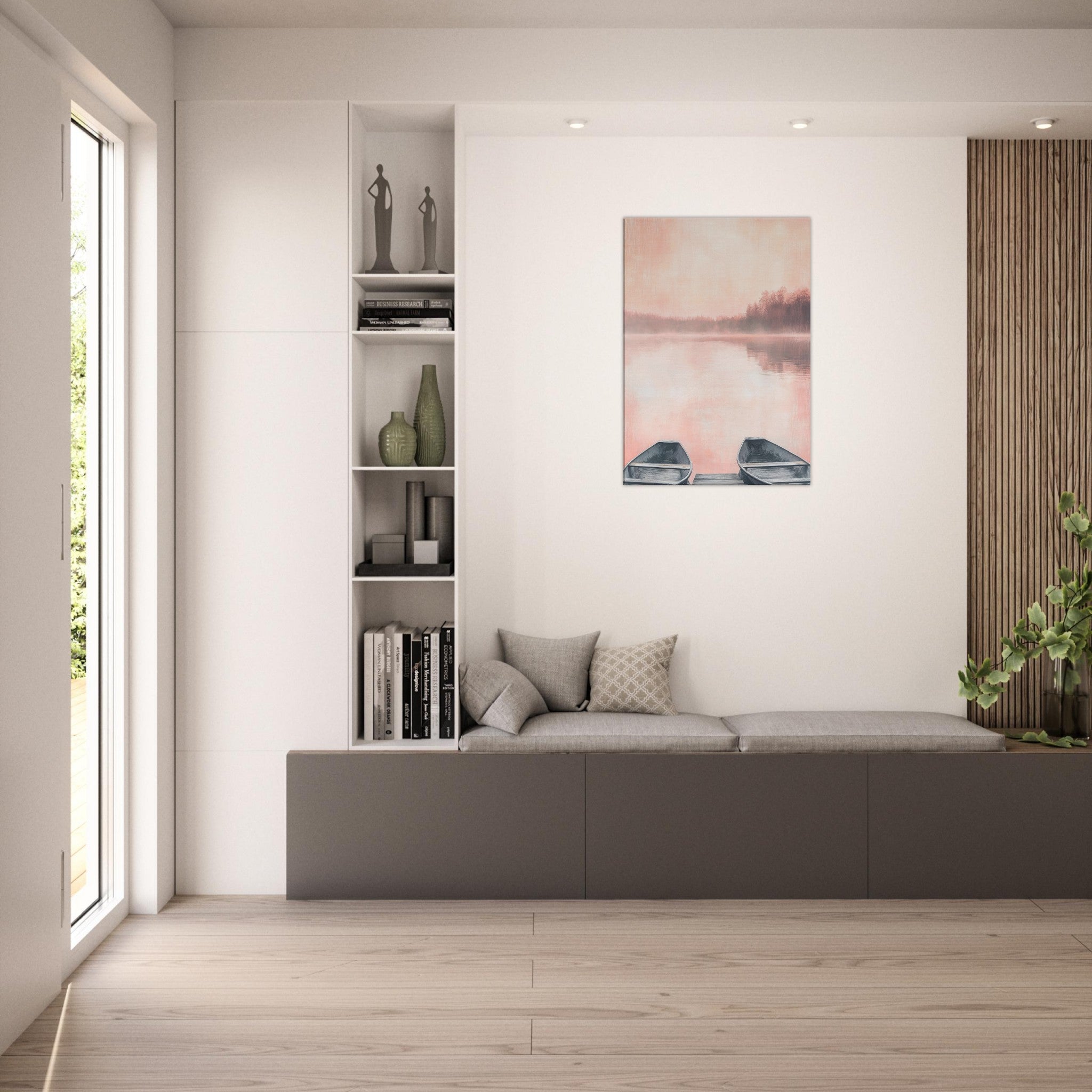 Canvas Portrait - Serene Lake with Rowboats A tranquil lake - Shop Ai Art WebShop - Digital Art online Store