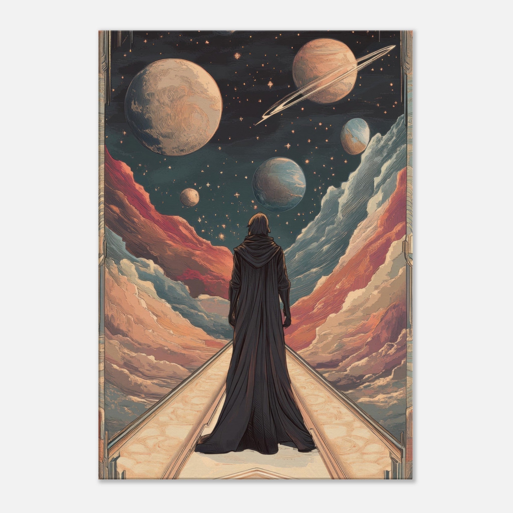 Canvas Portrait - The Astral Voyager An Art Nouveau poster 2 - Shop Ai Art WebShop - Digital Art online Store