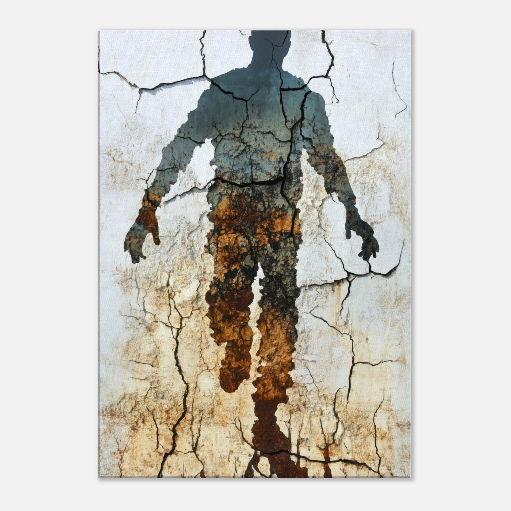 Canvas Portrait - The Erosion of Thought Layers of cracked peeling 3 - Shop Ai Art WebShop - Digital Art online Store