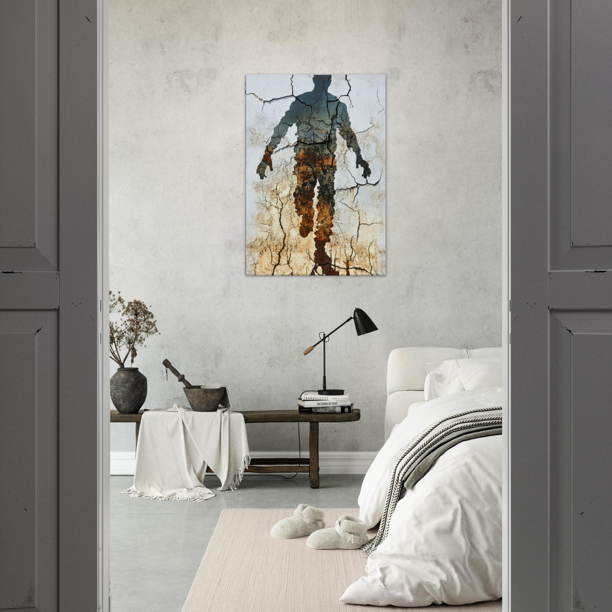 Canvas Portrait - The Erosion of Thought Layers of cracked peeling 3 - Shop Ai Art WebShop - Digital Art online Store