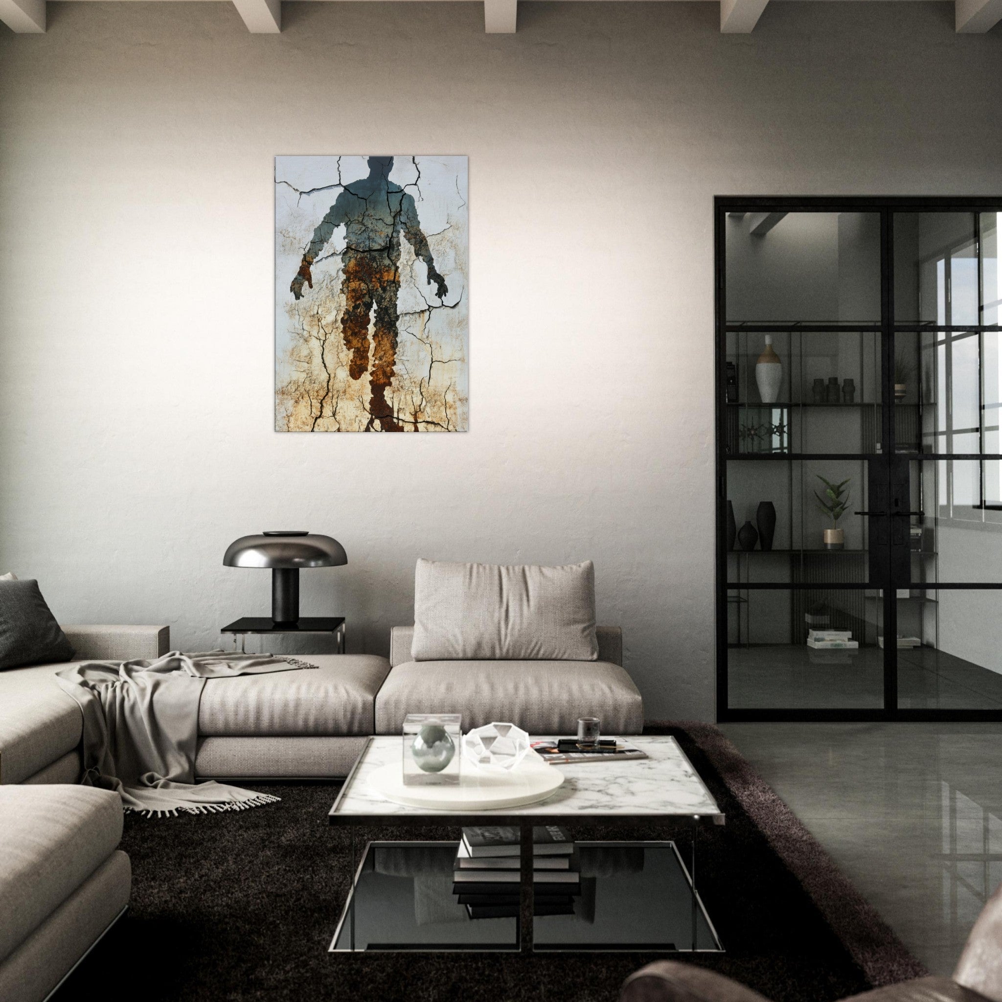 Canvas Portrait - The Erosion of Thought Layers of cracked peeling 3 - Shop Ai Art WebShop - Digital Art online Store