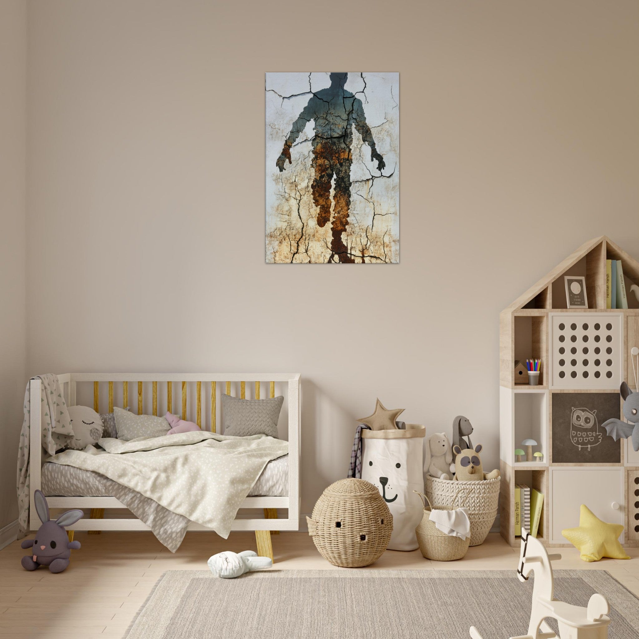 Canvas Portrait - The Erosion of Thought Layers of cracked peeling 3 - Shop Ai Art WebShop - Digital Art online Store