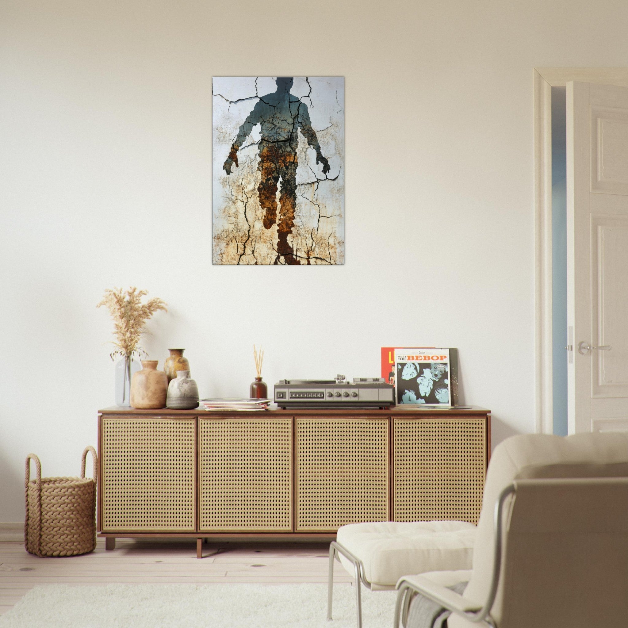 Canvas Portrait - The Erosion of Thought Layers of cracked peeling 3 - Shop Ai Art WebShop - Digital Art online Store