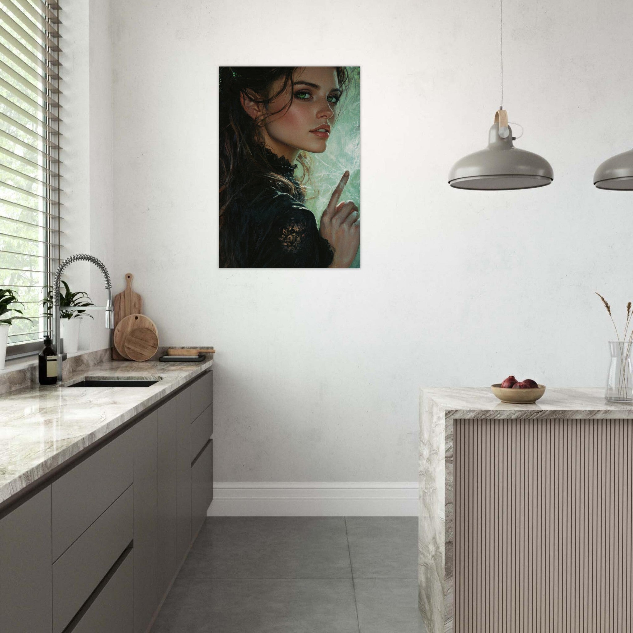 Canvas Portrait - The Fae Sorceress of the Emerald Woods Oil Faint 6 - Shop Ai Art WebShop - Digital Art online Store