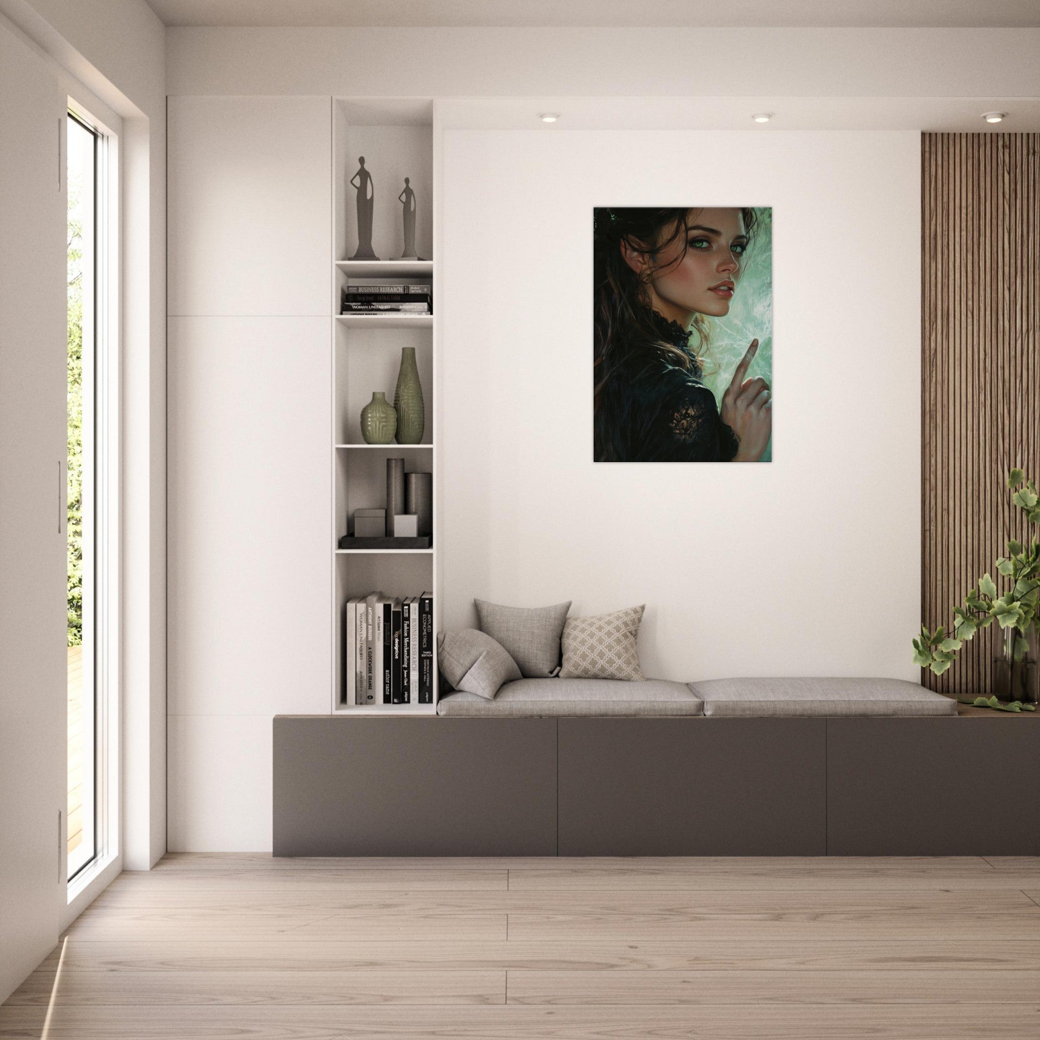 Canvas Portrait - The Fae Sorceress of the Emerald Woods Oil Faint 6 - Shop Ai Art WebShop - Digital Art online Store