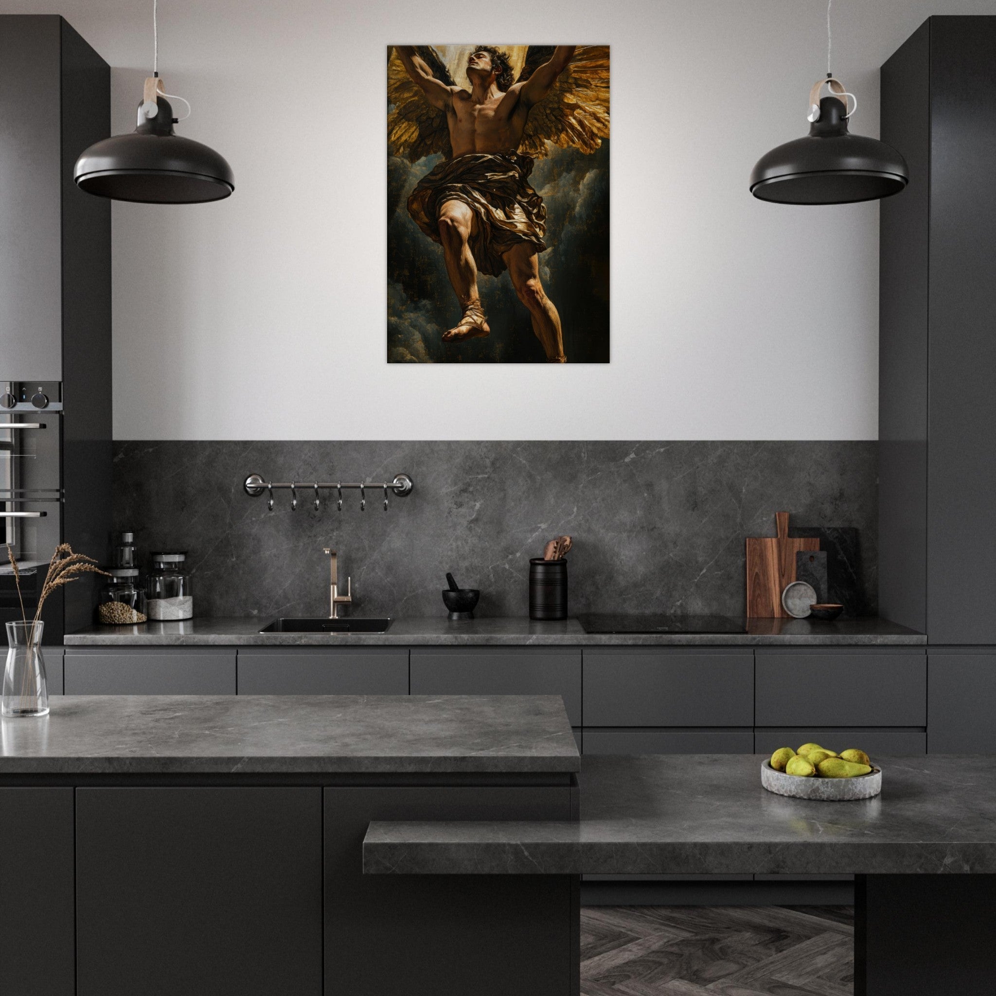 Canvas Portrait - The Fallen Angels Descent Baroque Mythological 5 - Shop Ai Art WebShop - Digital Art online Store
